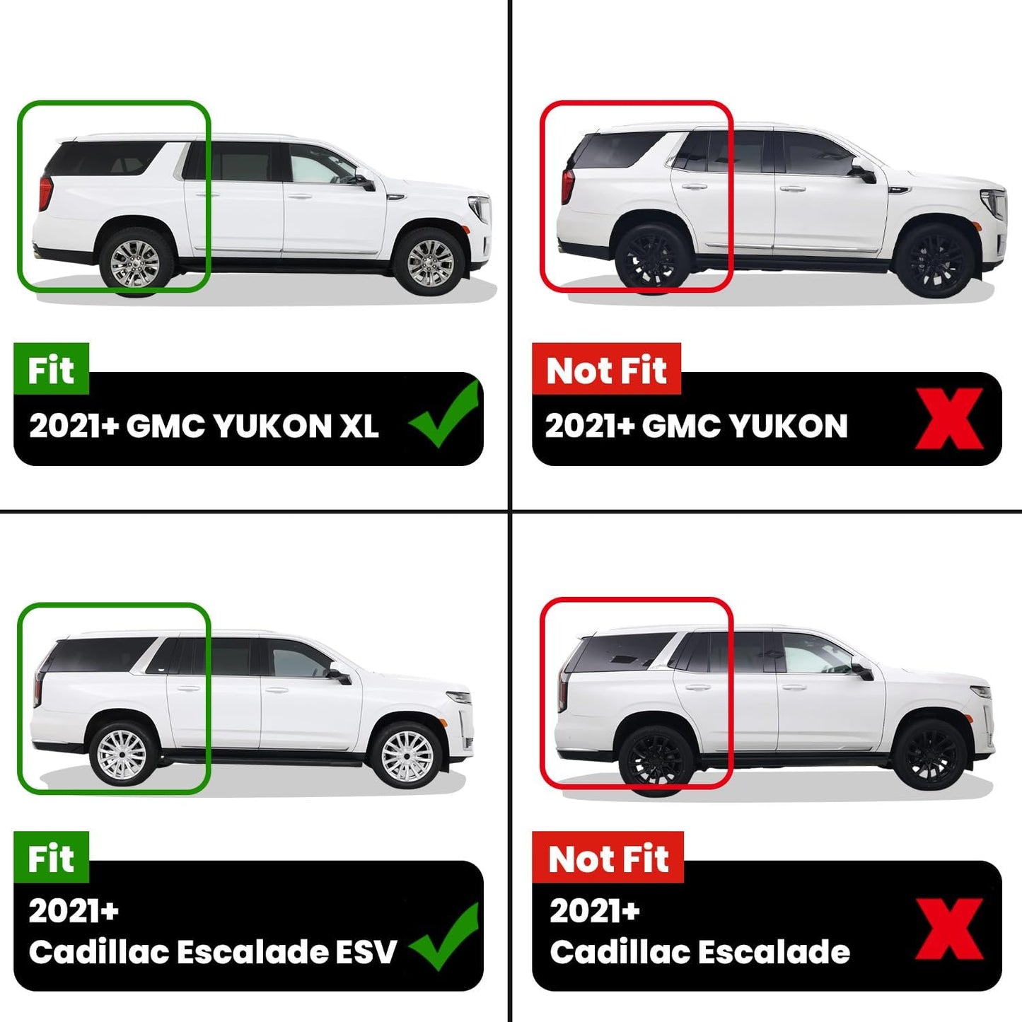LASFIT Floor Mats & Cargo Liner 2021-2025 & Only 7 Seats (Not for 8/9 Seats) for Chevy Suburban/GMC Yukon XL(Only Yukon XL, Not Fit Yukon)/Cadillac Escalade ESV(Only Escalade ESV, Not Fit Escalade)
