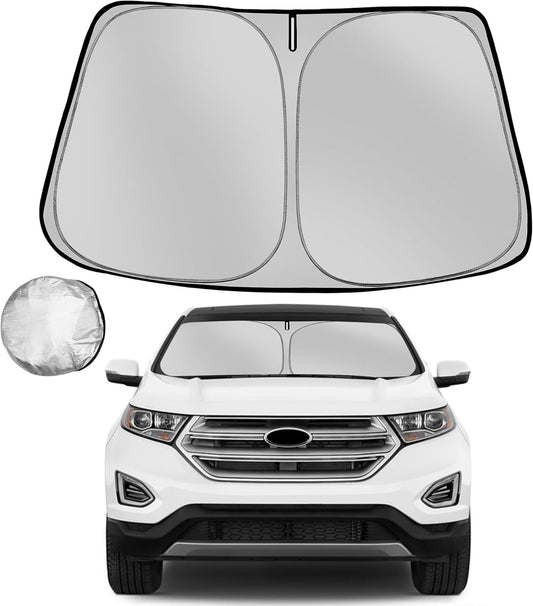 Windshield Sun Shade for 2015-2024 Ford Edge Foldable Sun Sunshade for Car Front Window Blocks UV Rays and Heat Automotive Interior Protector Custom Fit Accessories