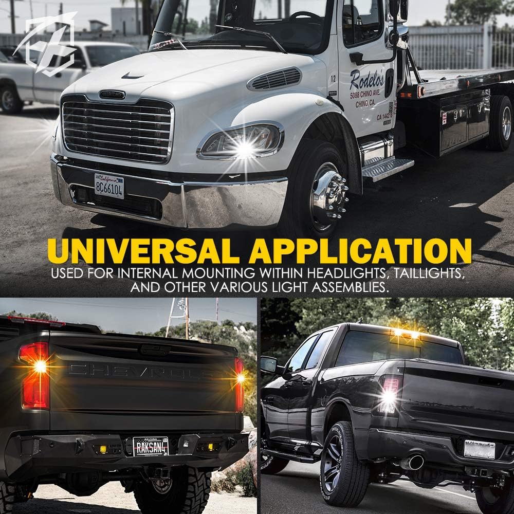 Xprite White Amber LED Hideaway Strobe Lights Kit 20 Flashing Patterns w/Control Panel Headlights Taillights Fog Marker Light Mounting, for Construction Emergency Vehicles Trucks SUV Vans Cars 6 PCs