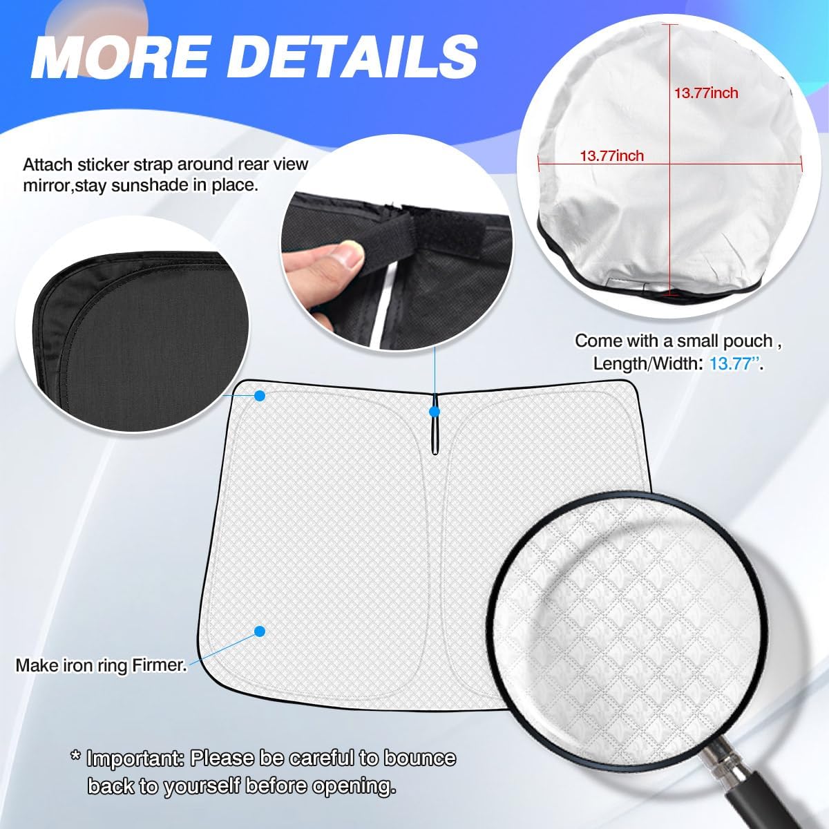 Windshield Sun Shade for 2020-2025 2026 Ford Escape Accessories Thicken 6-Layer Foldable Front Window Sunshade Sun Visor Protector Block UV Rays Keep Vehicle Cool