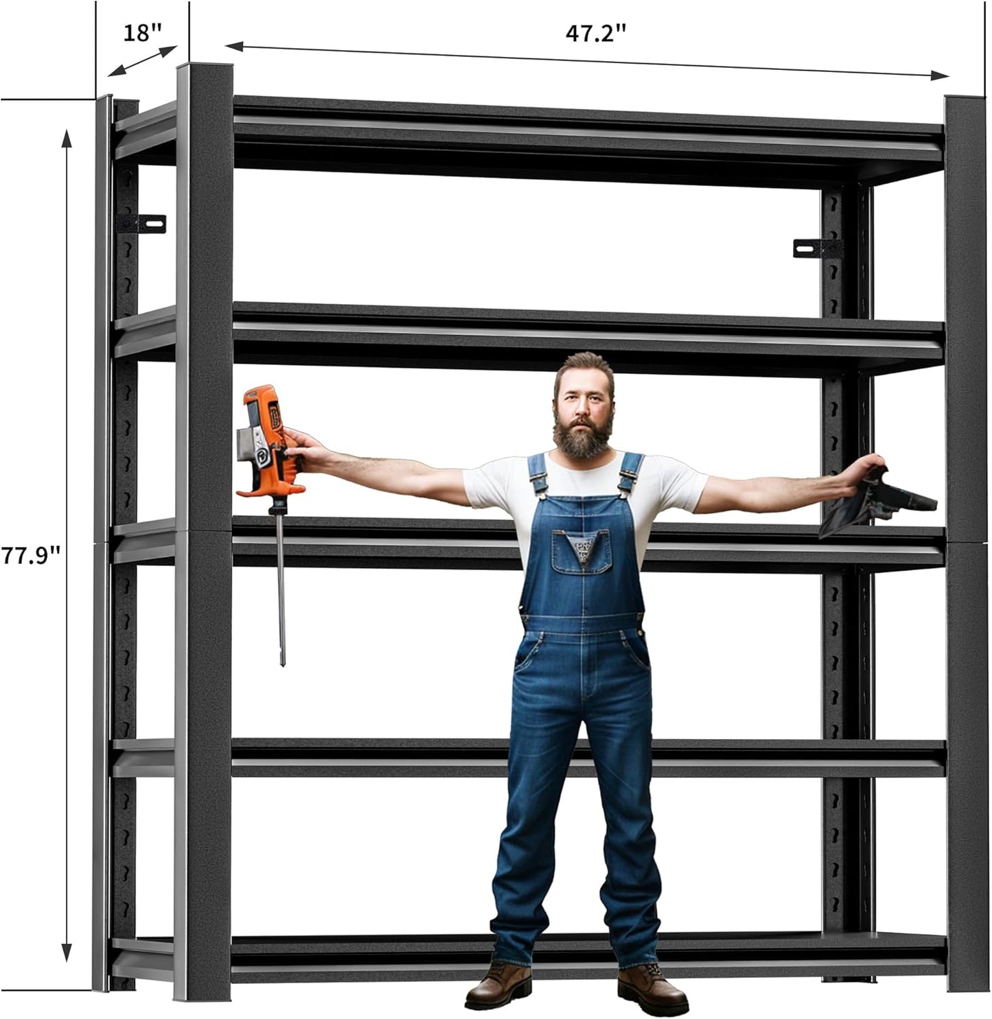 78" H 47.2" Wide Garage Shelving,Thickened Heavy Duty Metal Shelving Adjustable Shelves,Garage Storage Shelves,Shelving Rack Industrial Shelving Tool Shelf for Basement Metro