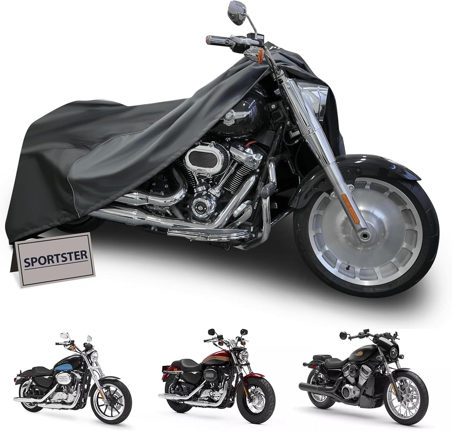 Motorcycle Cover for Sport Model Harley Davidson Sportster S, Sporster 883, Nightster Special, SuperLow, SuperLow 1200T, 1200 Custom, and Most Motorcycles - Waterproof Motorcycle Cover Outdoor Storage