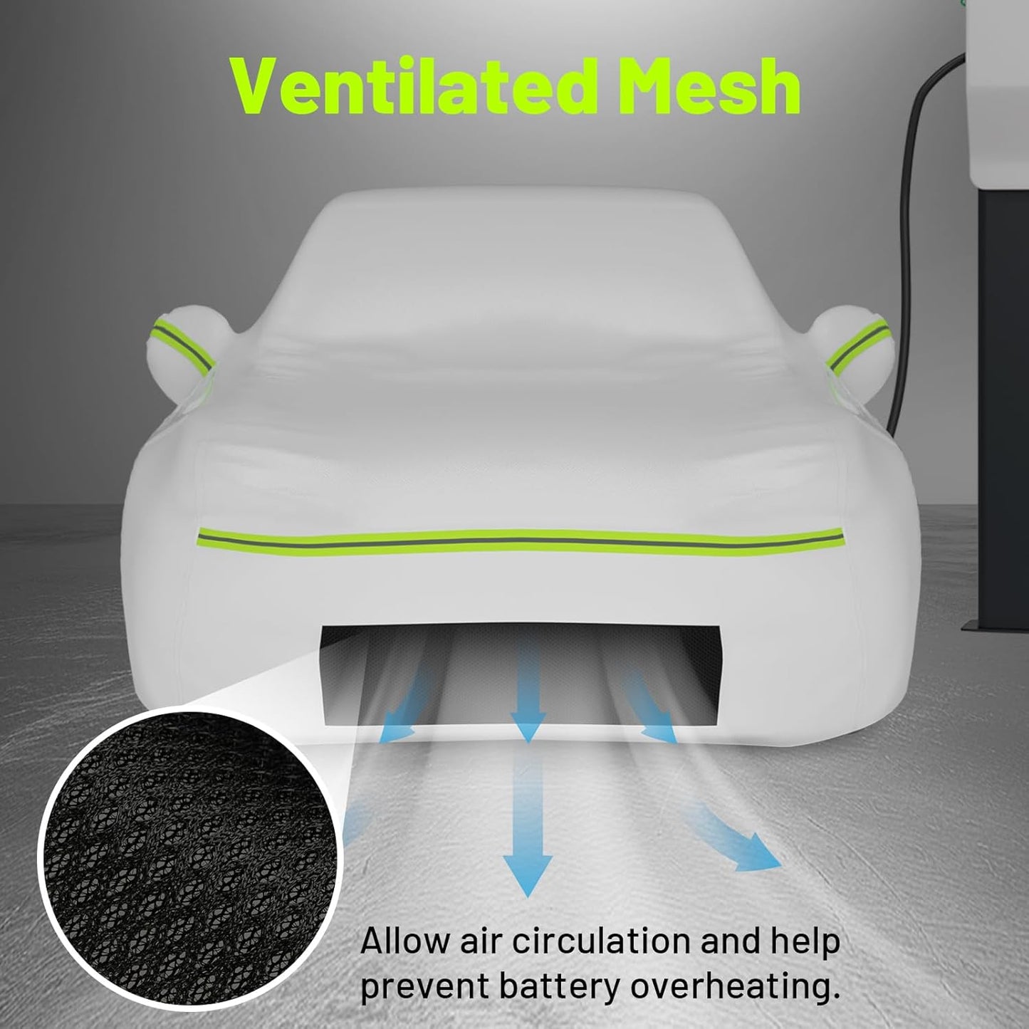 Favoto Car Cover for Model 3 - Custom Fit for Tesla Model 3 Cover 6 Layers Waterproof All Weather Outdoor Rain Snow Sun Protection with Charging Port Ventilated Mesh Door Zipper