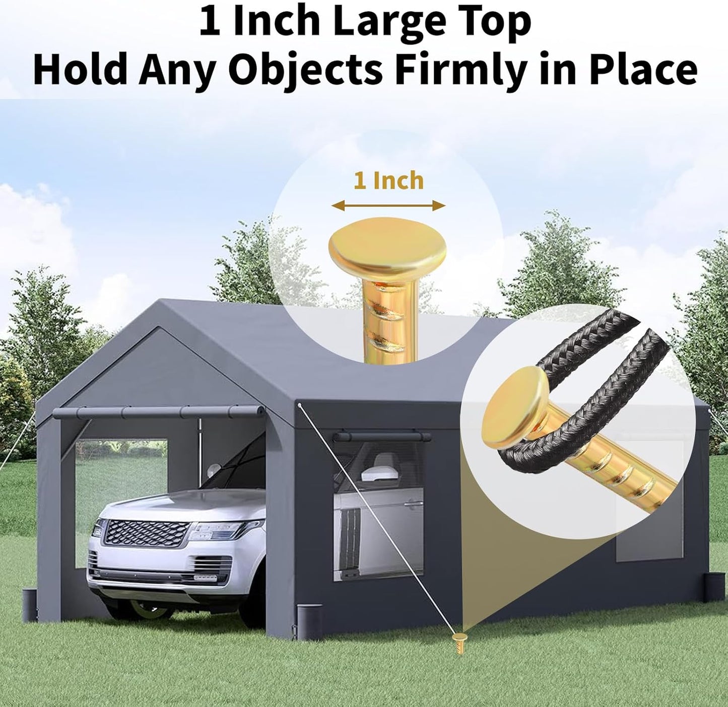 16 Inch Rebar Stakes (20 Pack) 1/2 Inch Diameter Galvanized Steel Ground Anchors Heavy Duty Anchoring Spikes for Speed Bump, Parking Curb and Tent