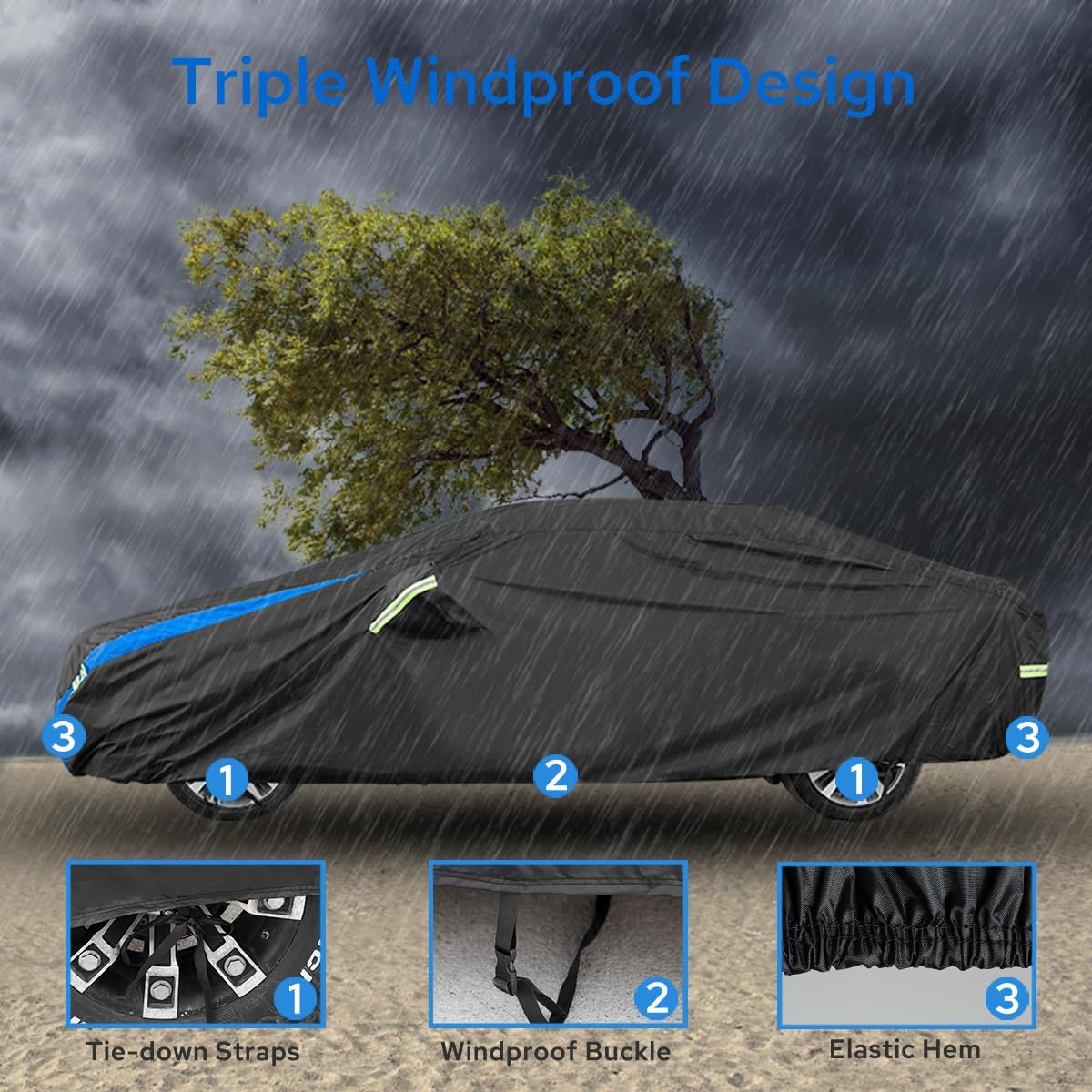 Avecrew Car Cover Custom Fit for Honda Accord, Waterproof All Weather Full Exterior Cover Rain Snow UV Protection Outdoor Cover with Side Door Zipper Design