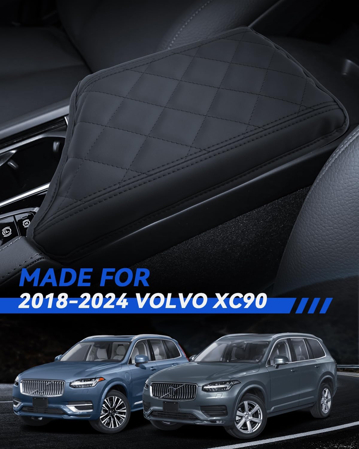 Armrest Cover for 2018-2023 2024 Volvo XC90 Accessories Center Console Middle Lid Pad Protector for Car Elbow Rest