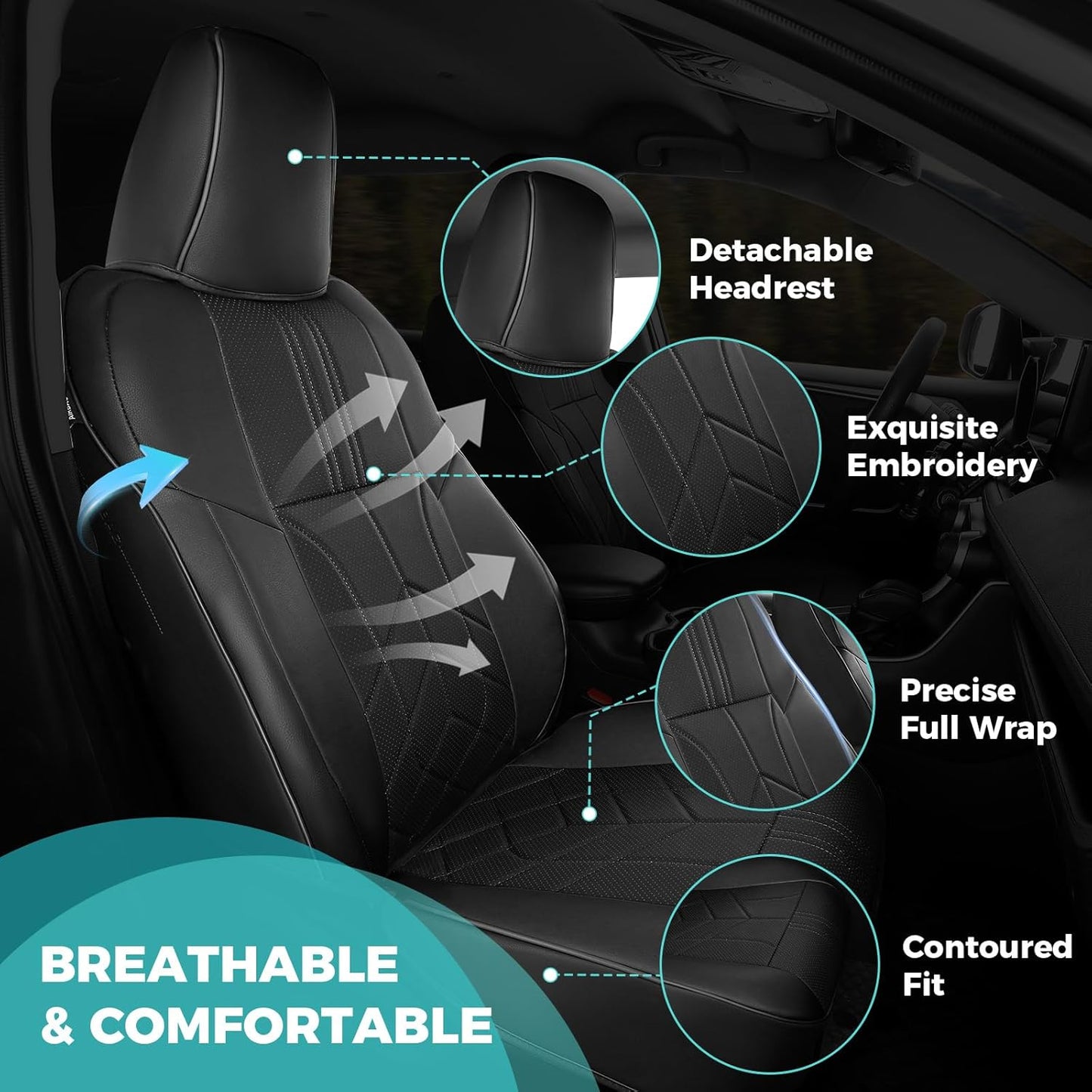 for Toyota RAV4 Seat Covers 2013 2014 2015 2016 2017 2018 RAV 4 XLE SE Limited Platinum Adventure (not for LE&Hybrid) - Custom Leather Car Seat Covers Full Set - Black