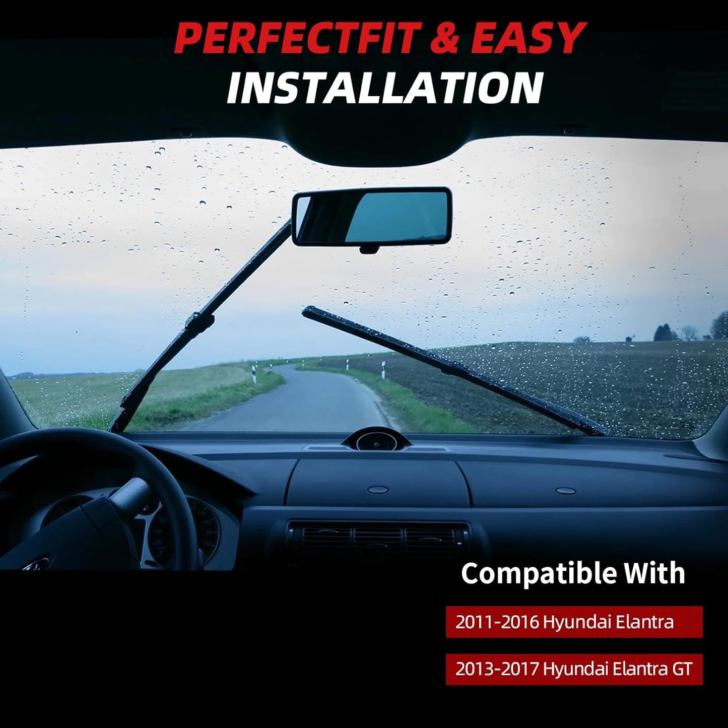 OTUAYAUTO Premium Windshield Wiper Blades - Replacement for Hyundai Elantra 2011-2016, Elantra GT 2013-2017, All-Weather Performance, Front and Rear Wiper Blades, U Hook - 28"+14"+13" (Pack of 3)