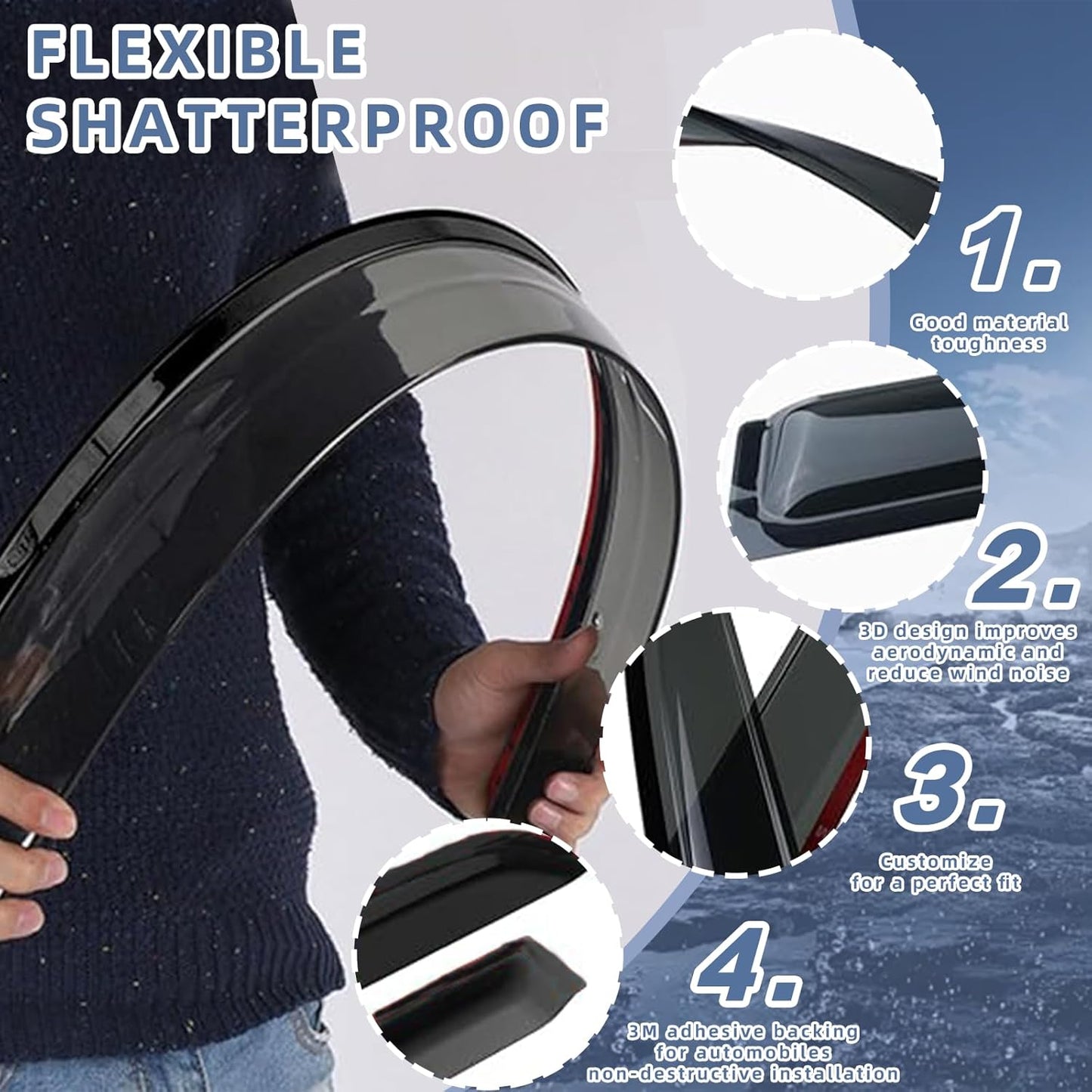 Window Visors Rain Guards fits 2006-2012 Ford Fusion, Out-Channel Window Wind Deflectors Vent Shades Accessories for 2007-2012 Lincoln MKZ, 2006-2010 Mercury Milan, 2006 Lincoln Zephyr, 4 Pcs