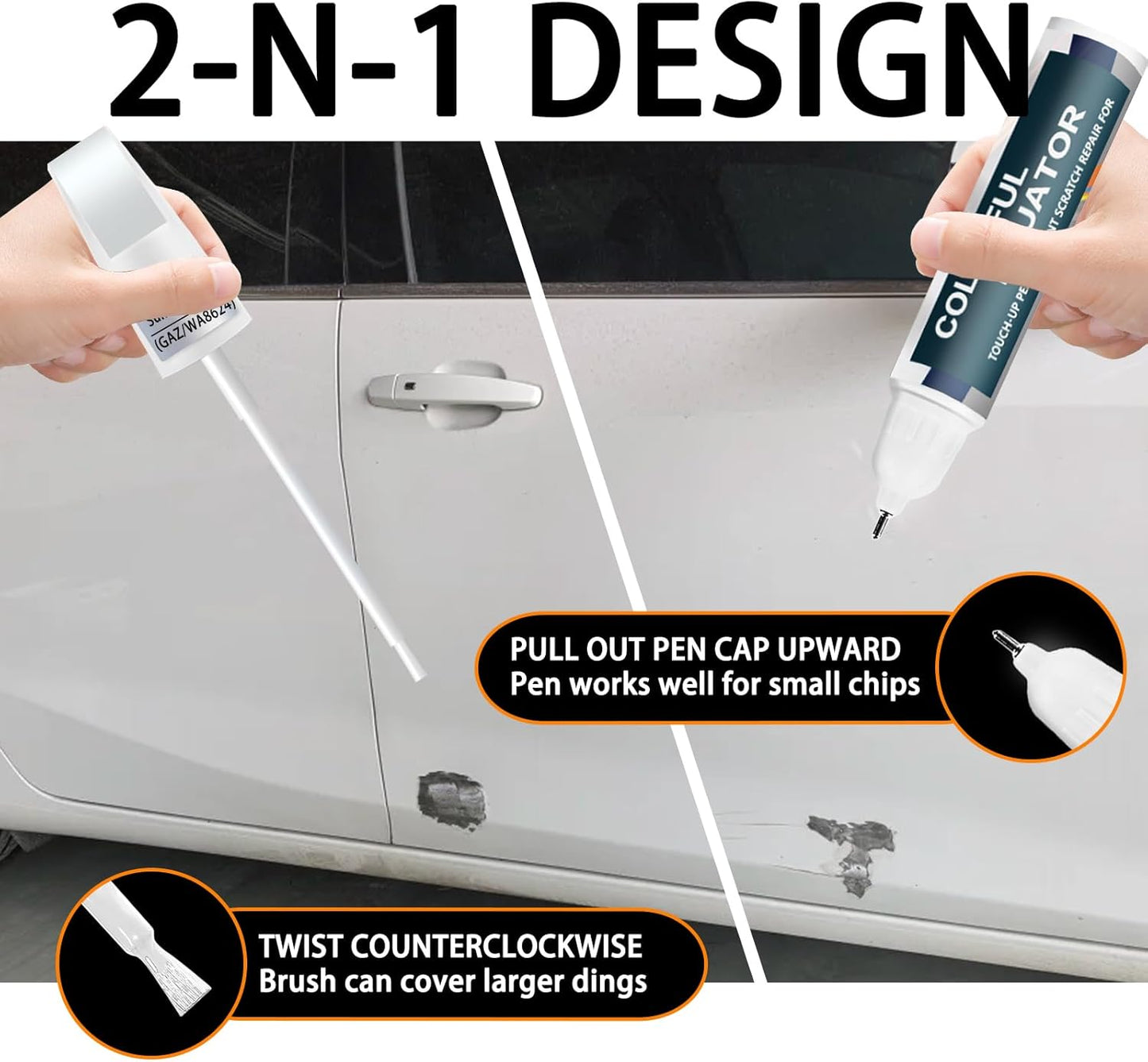 Summit White(GAZ/WA8624) Touch Up Paint Compatible with Chevrolet, Car Paint Pen Scratch Repair Two-In-One Touch Up Paint, Premium Car Scratch Remover for Deep Scratches