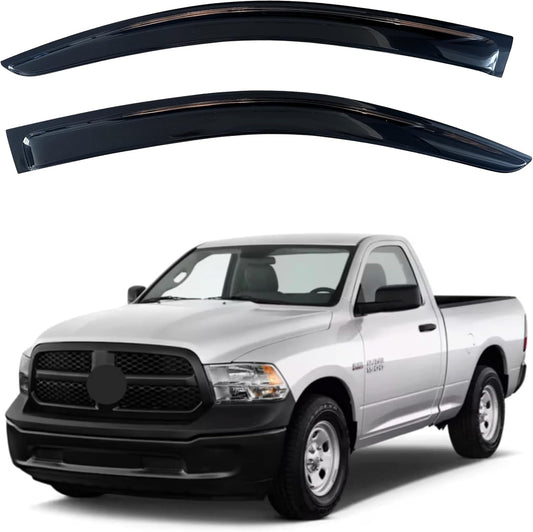 KPY Window Visor Compatible with 2009-2018, 2019-2023 RAM 1500 (Classic Body), RAM 2500 3500 2010-2024 - 2PC Rain Guard Vent Deflector Tape-On Style (Standard/Regular Cab Only)