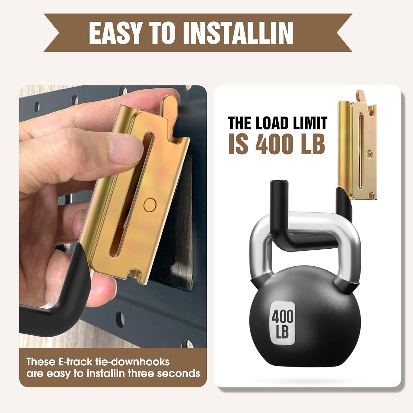 E Track Hook E Track Accessories ，E Track Accessories for Enclosed Trailer The dip molding Process is More Rust Resistant (6PCS E Track J Hooks)