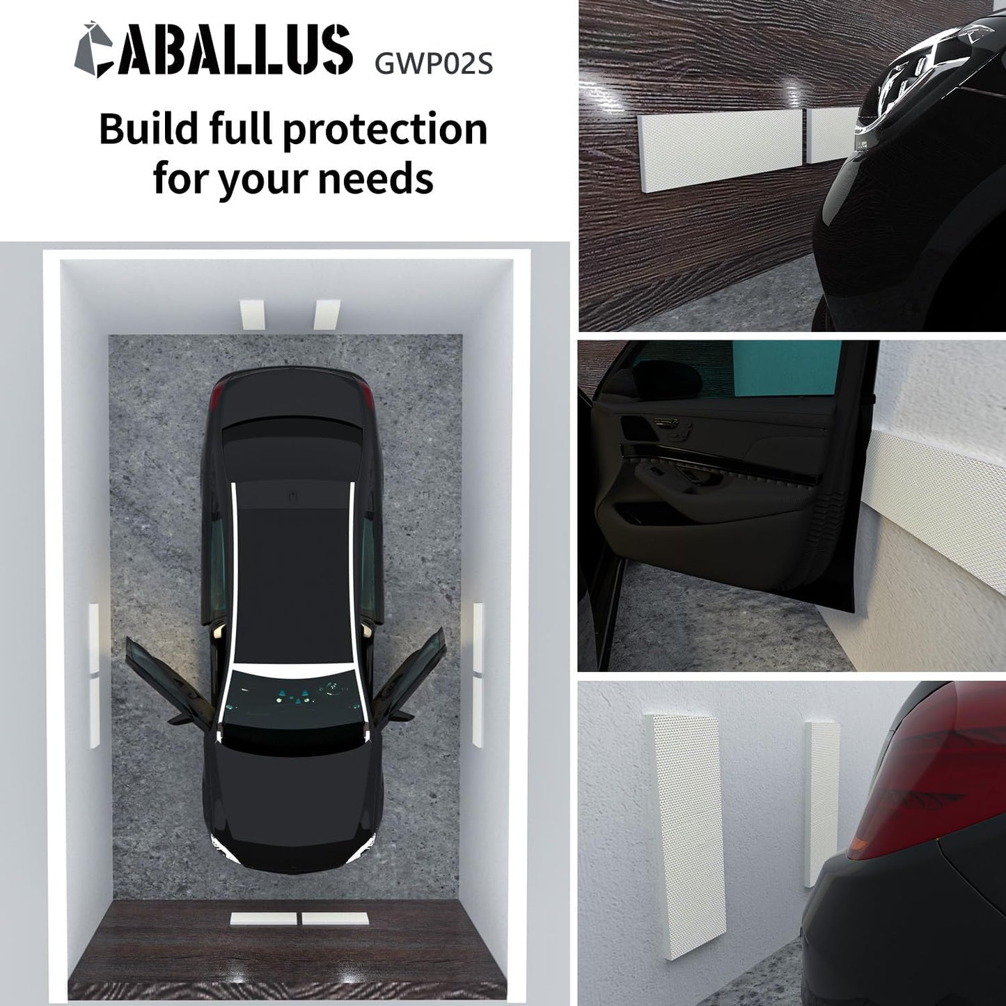 GWP02S Garage Wall Protector Car Door Protectors, Garage Accessories, Parking Stopper for Garage, Tool-Free, Designed in Germany (2-Pack White)