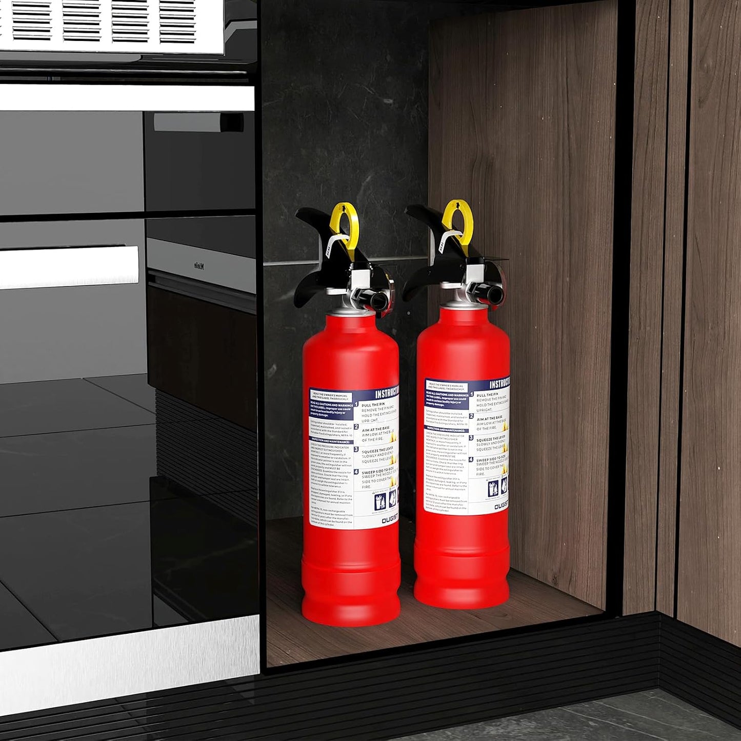 ABC Fire Extinguisher for Home & Vehicle - 2.5 lb 1-A:10-B:C Rated, Dry Chemical Fire Safety with Quick-Release Handle, Certified for Kitchen/Car/Boat Use (Model FF1KG)