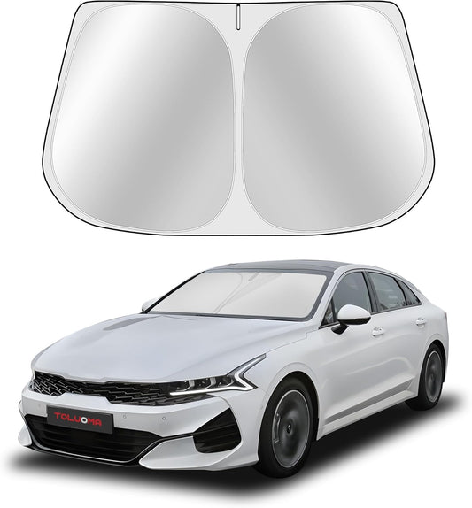 Custom Fit Windshield Sun Shade for Kia Optima 2016-2020 - Full Coverage, 210T Reflective Fabric, Double-Layer Design - Blocks 99% UV Rays, Keeps Car Cool, Easy to Install and Store