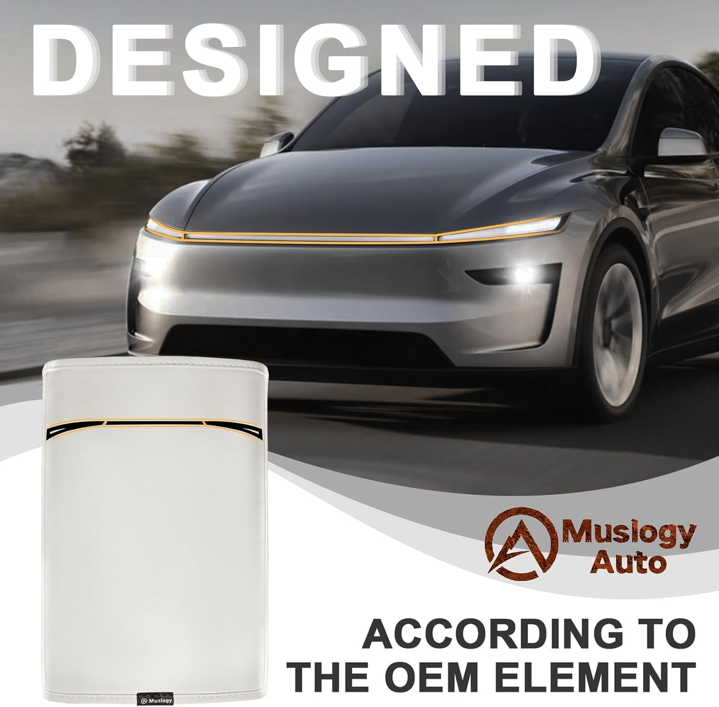 Muslogy Center Console Armrest Cover Compatible with Tesla Model Y Refresh 2026 Comfort Armrest Pad Arm Rest Cushion Vegan Leather Protector Regular Thick (25+ |Juniper| White, Regular)