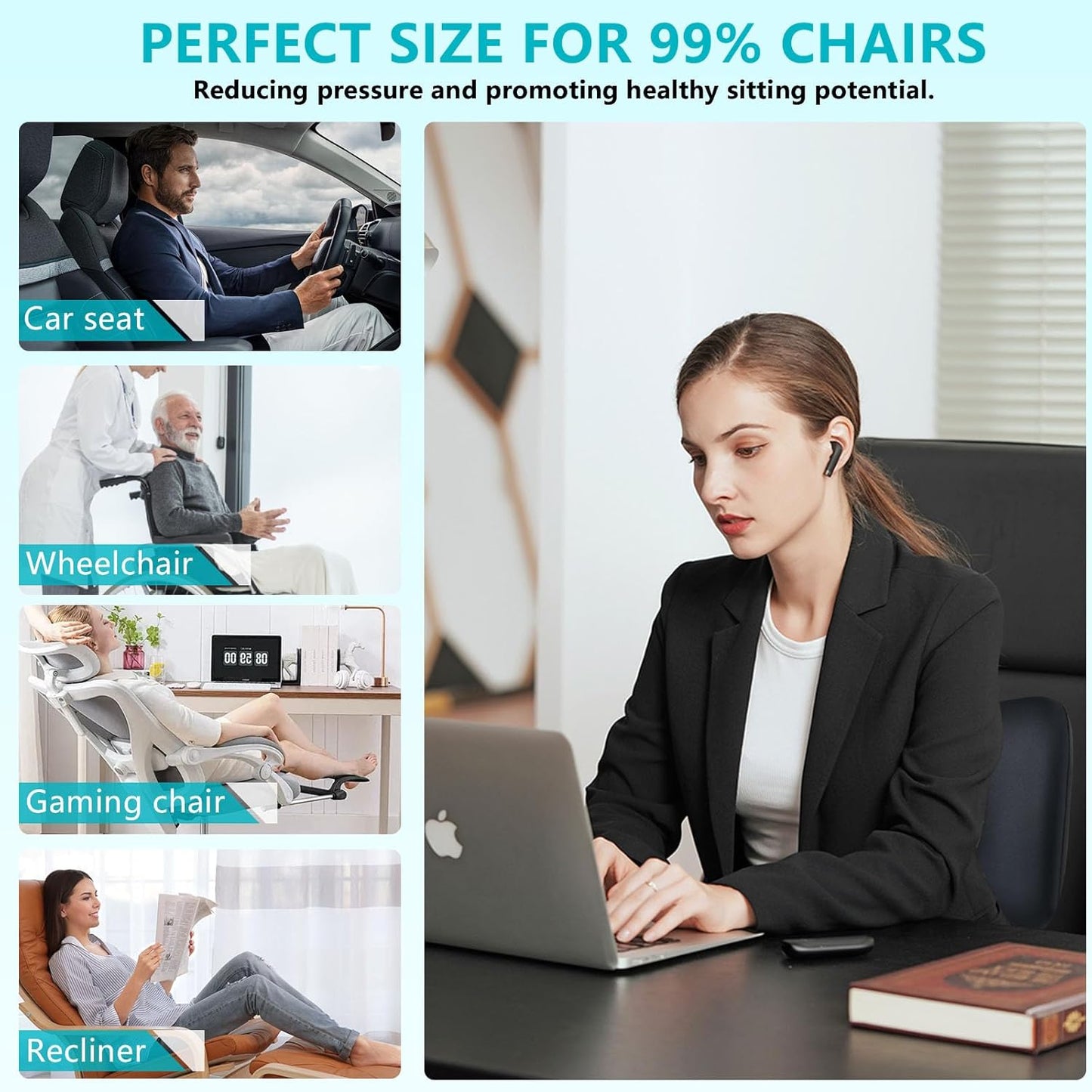 FLORICH Lumbar Support with Car headrest Back Pillow for Chair Headrest Pillow with Gel Memory Foam Massage Point Lumbar Support (Black)