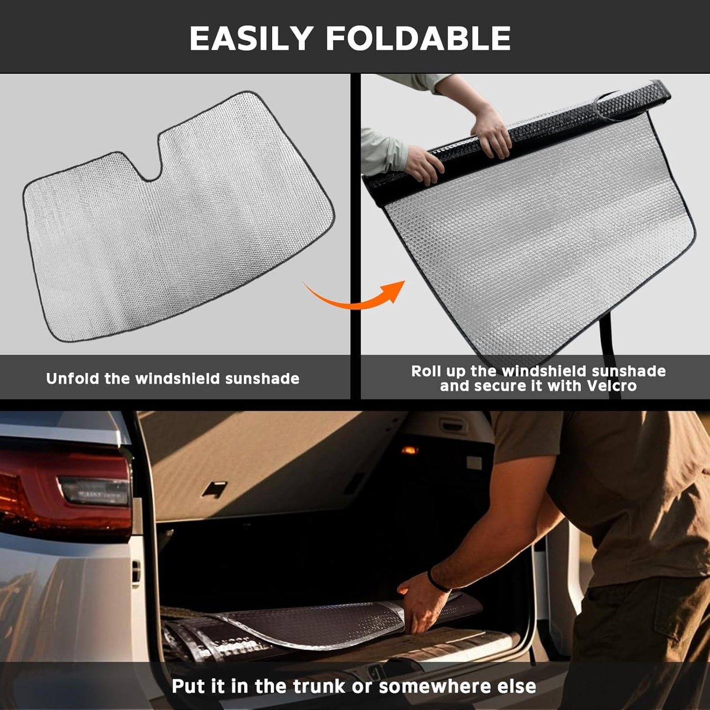 Windshield Sun Shade for 2014-2025 Dodge RAM ProMaster Full Size Cargo Van Chassis Cab Cutaway - 5-Layer Bubble Foldable Front Window Shade Sun Visor Accessories - Blocks Heat & UV Rays
