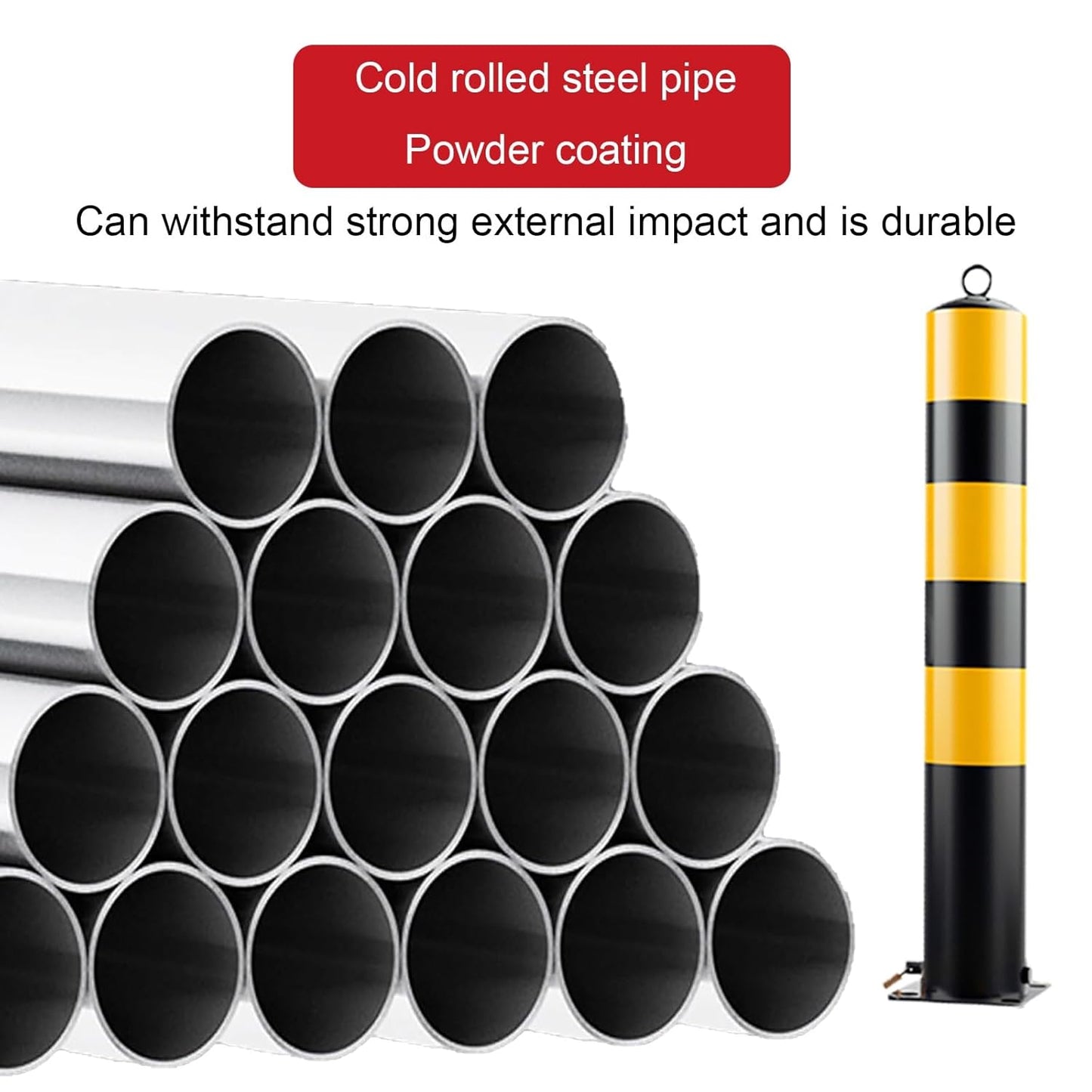 Steel Safety Bollard Post, with Lock Bollard Post Removable Security Posts, Parking Bollards, Parking Barriers Concrete, Powder Coat, for Parking Lot, Driveway and Sidewalk(Black (2pcs),75cm/29.5in)