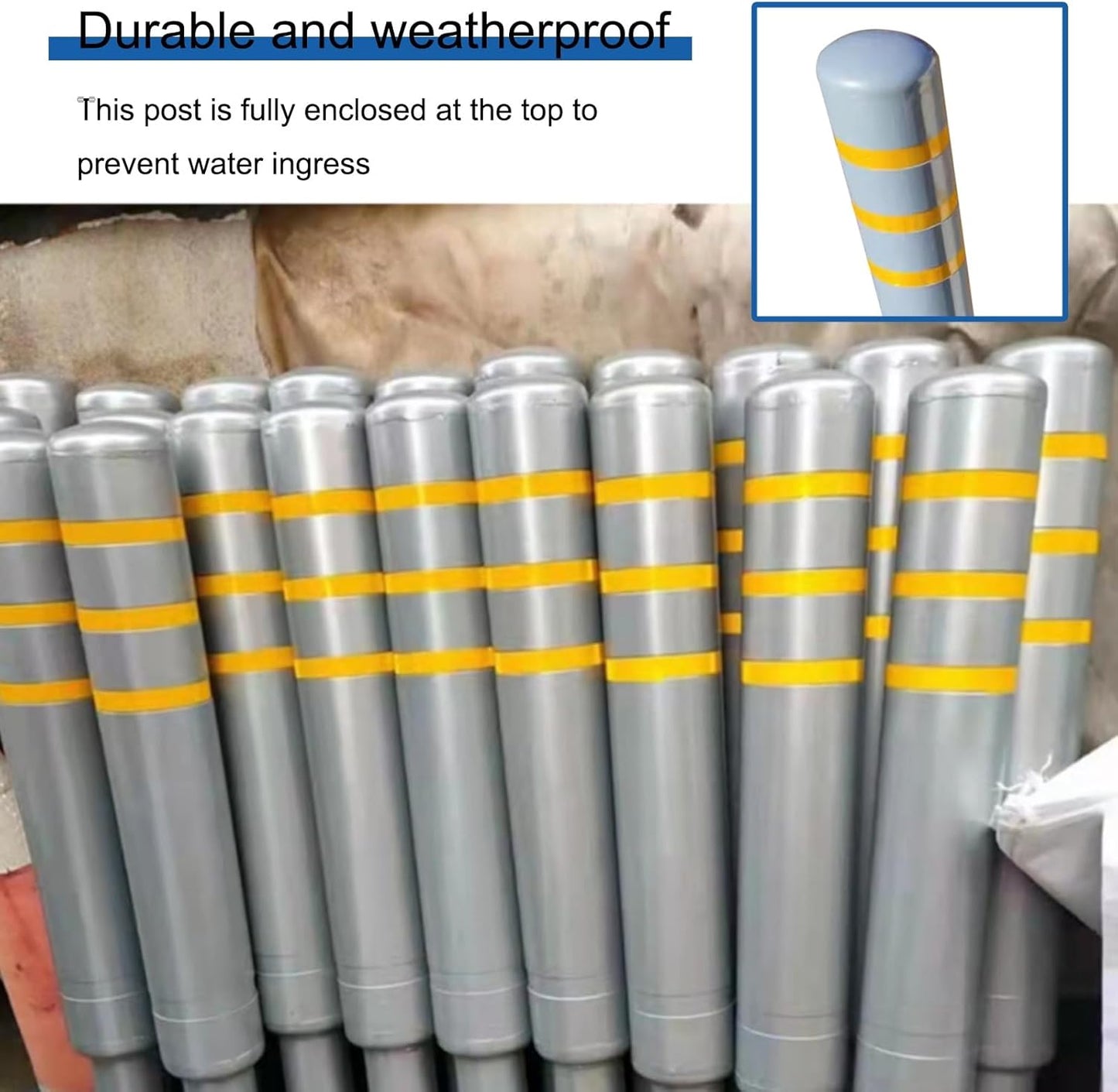 Metal Safety Bollard, Car Parking Protection Posts, Personal Garage Driveway Barrier, Crash Column Safety Warning Column, for Traffic Control(Gray (2PCS))