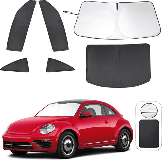 TINGLU Window Shades for Volkswagen VW Beetle 2012-2019 Accessories Car Side Full Windows Windshield Sun Shade Sun UV Rays & Privacy Protection for Camping,Napping,and Relaxing 6PCS