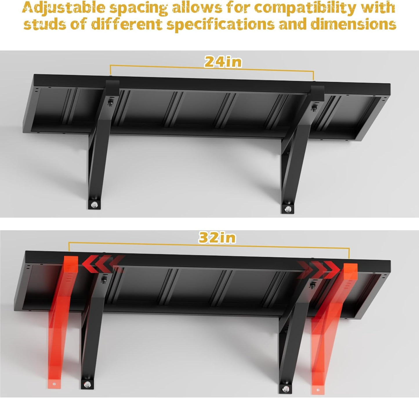 2pcs Garage Wall Shelving - 42in Extra Large Heavy Duty Floating Shelves with 30 Hooks, Load Capacity 1102 Lbs, Hanging Garage Storage Rack, Tool Hanger Organizer Utility Rack, For Home, Workshop