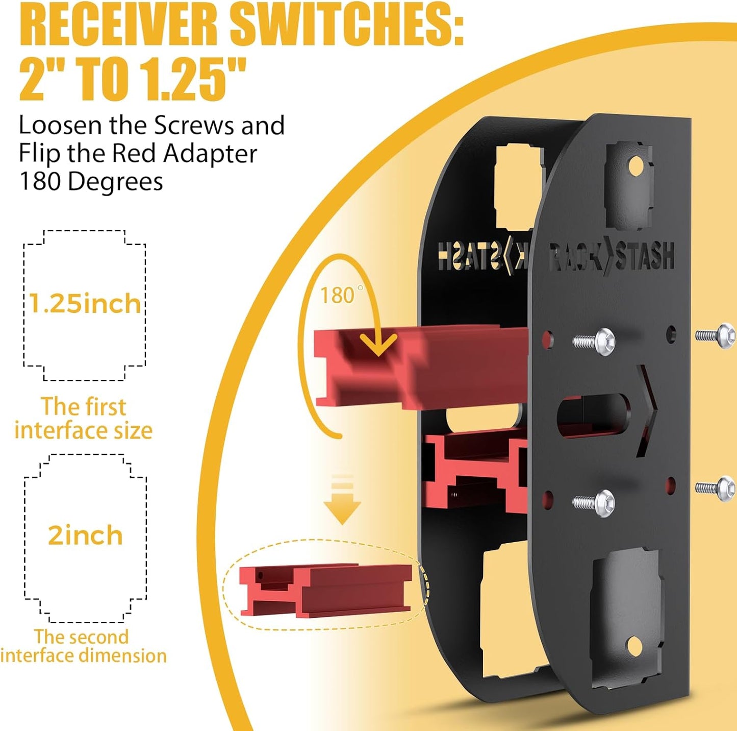 Hitch Wall Mount Bike Rack,Trailer Hitch Wall Mount Receiver Adjustable 1.25" to 2" for Garage Organization,Heavy Duty Hitch Wall Mount Storage Rack Hold 90lbs,Wall Mounted Hitch for Bike Rack/Cargo Carrier