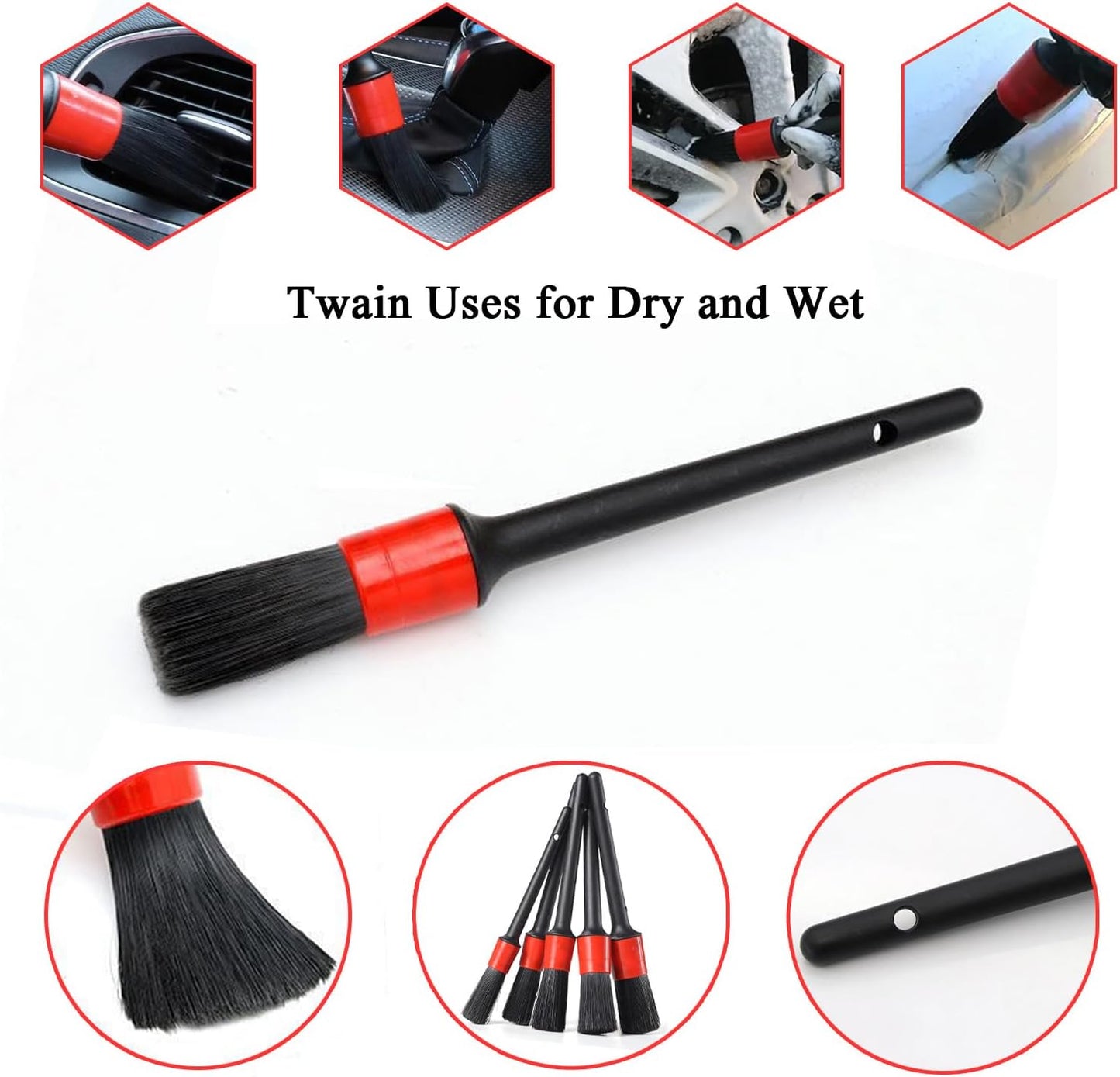 Spray Bottle Rack Organizer, 2 Pack Wall-mounted Spray Bottle Holder, Car Beauty Shop Garage Bottle Organizer, Steel Wall Mount Storage Organizer with 5 Hooks and 5 PCS Cleaning Brushes