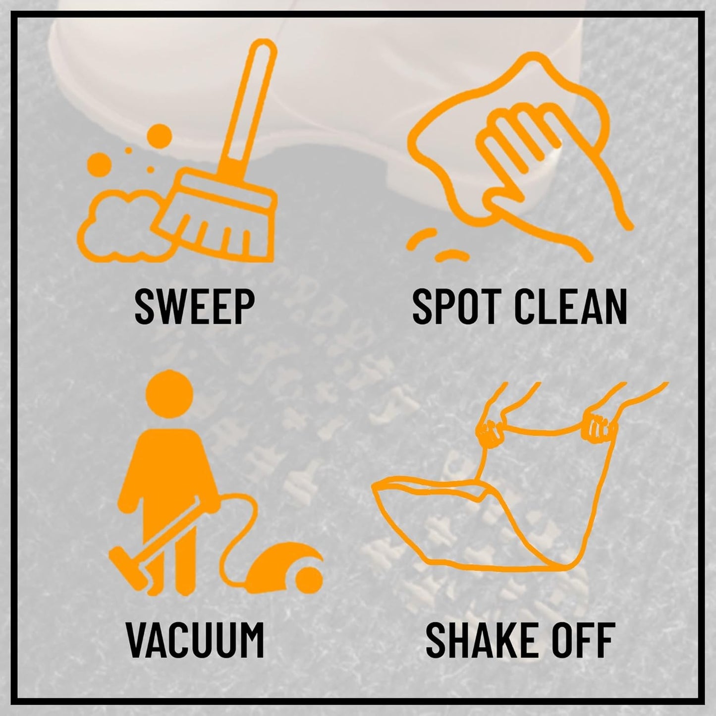 Ottomanson 2' x 19' Hallway Runner with Scraper Pile Extra Durable Non-Slip Rug Mat for Indoor & Outdoor Use - Ideal for Kitchen, Entryway, Patio & Garage - High-Traffic Carpet, Black