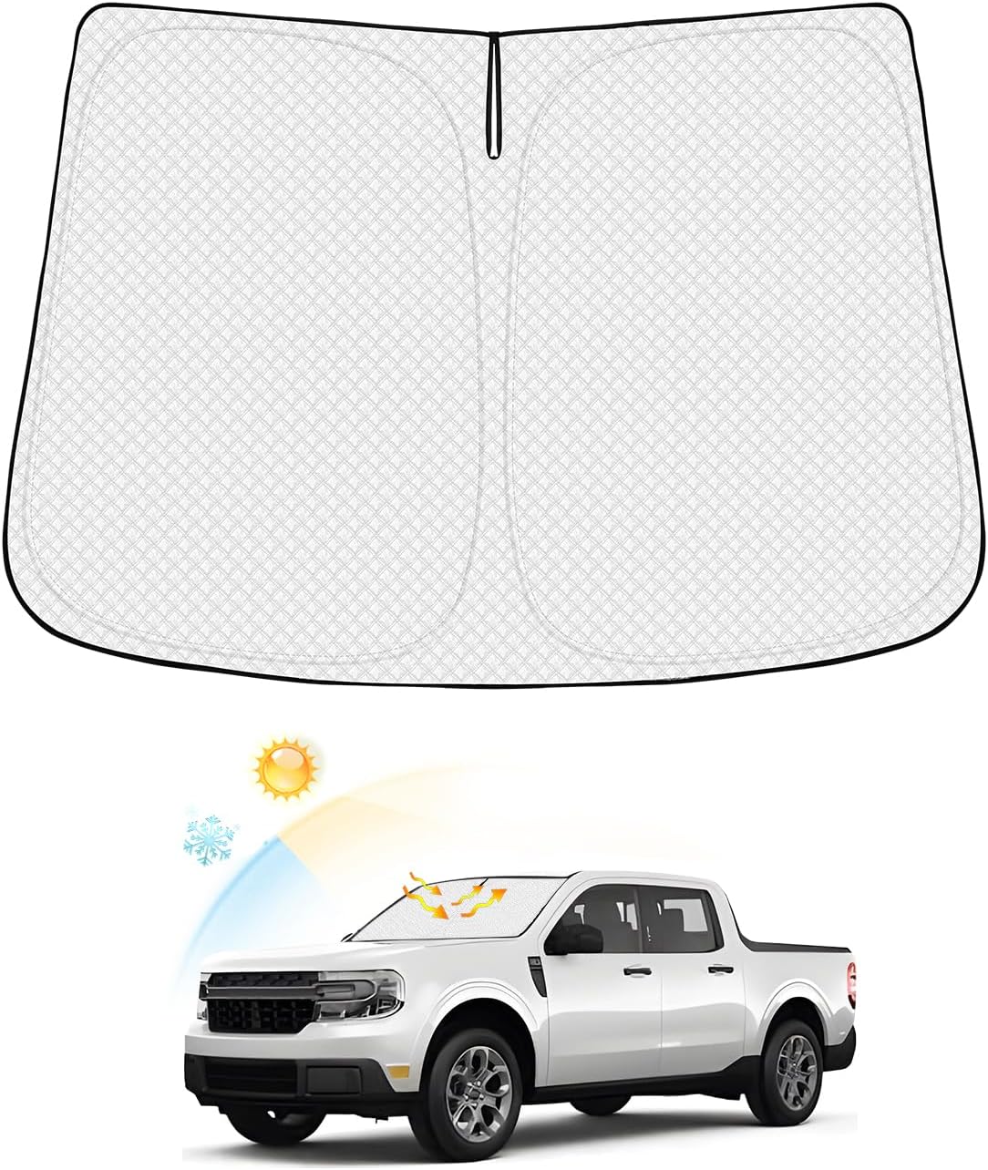 Windshield Sun Shade for Ford Maverick 2022-2025 2026 Accessories Thicken 6-Layer Front Window Sunshade Cover Sun Visor Protector Foldable Block UV Rays Keep Vehicle Cool
