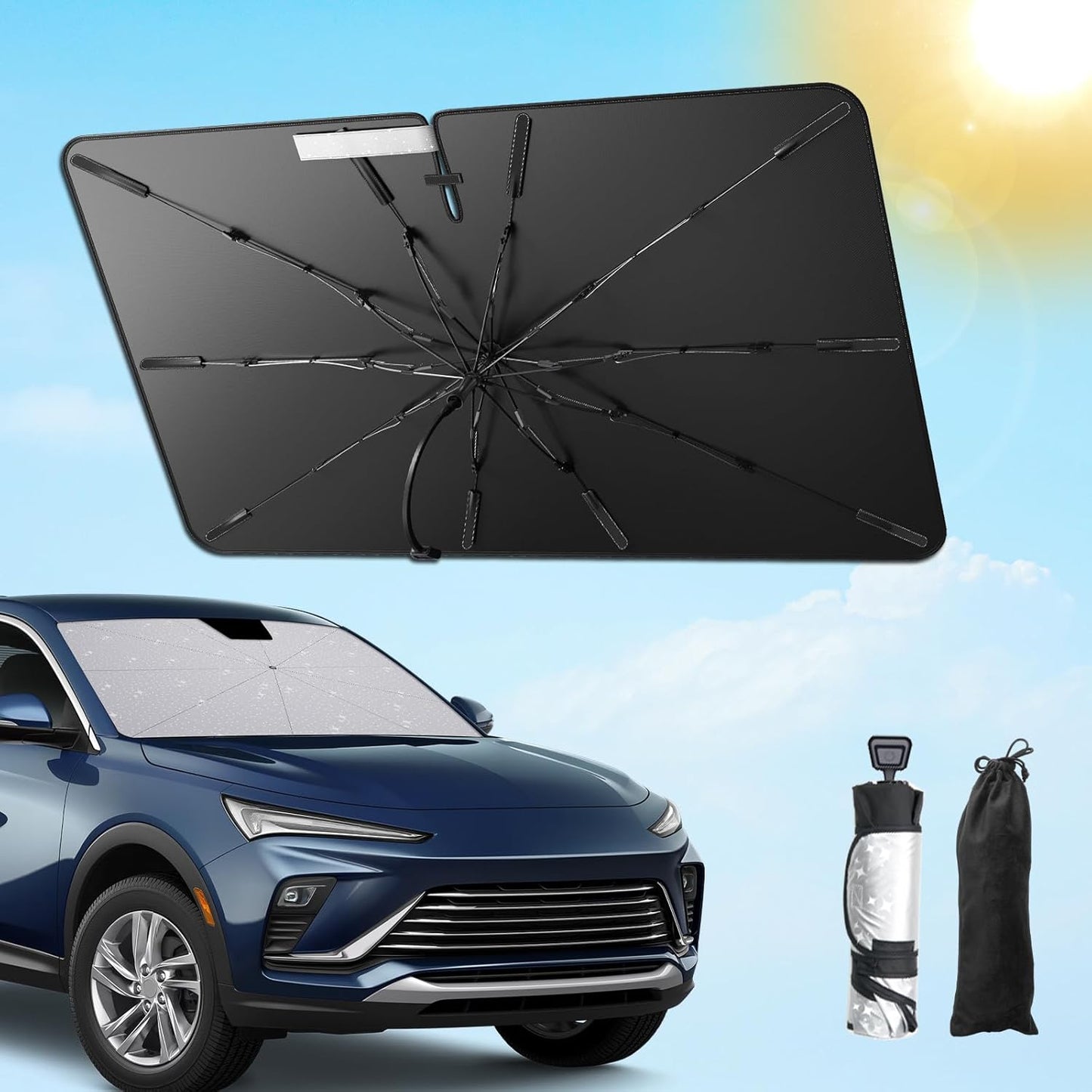 SXCY for 2024 2025 Buick Envista Windshield Umbrella Sunshade [Easier Foldable] for 2024 2025 Buick Envista Accessories 2025 Envista Sunshade Umbrella 2025 Envista Windshield Umbrella Sun Shade