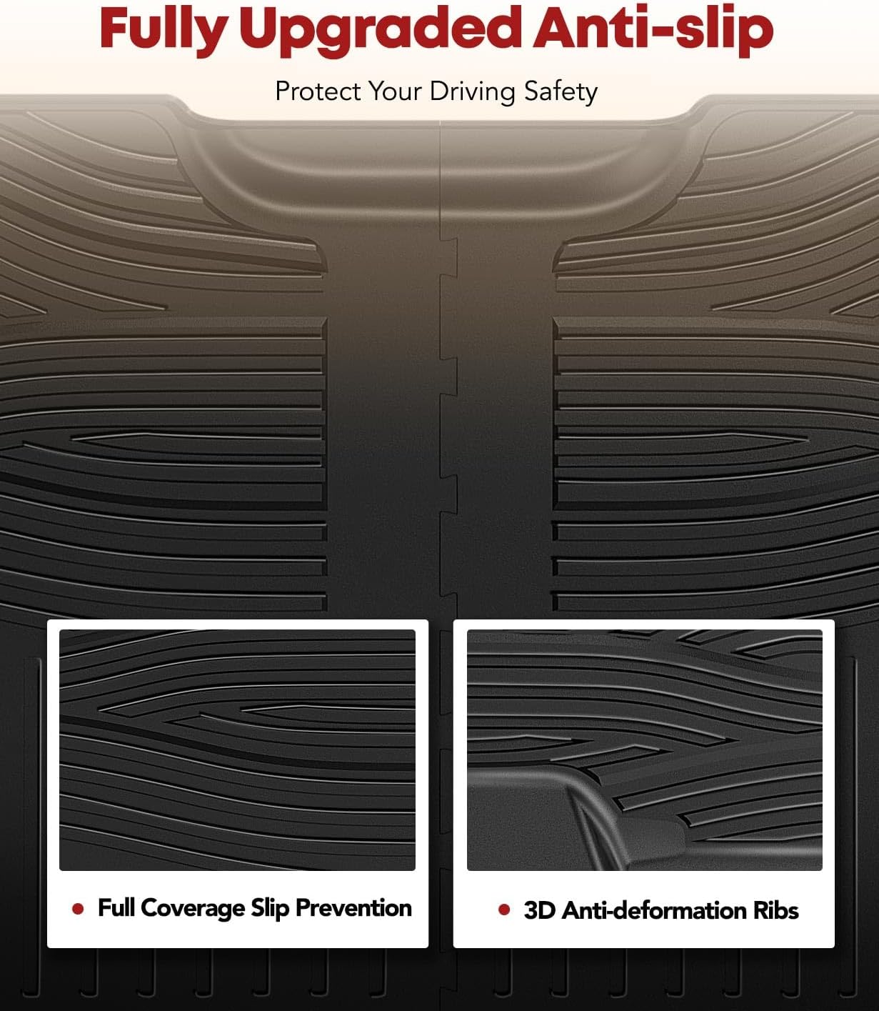 YHTAUTO Floor Mats Fit 2015-2025 Ford F-150 2022-2025 F-150 Lightning SuperCrew (Rear w/o Under-Seat Fold Flat Storage) TPE All Weather Floor Liner Car Mats, Front & 2nd Row F150 Accessories