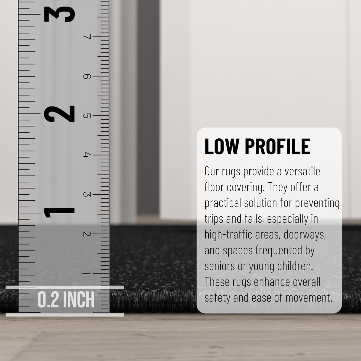 Ottomanson Hallway Runner Rug 1'10" x 12' Non Slip Solid Area Rugs Easy to Clean Laundry Rug Runner Durable & Pet Friendly Floor Carpet Runners for Hallways Entryway Living Room Kitchen, Black