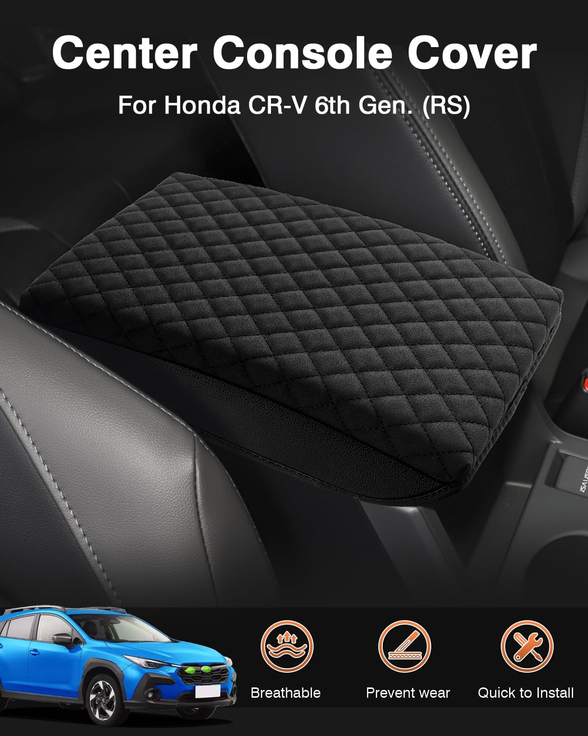 Shademax Center Console Cover Subaru Crosstrek 2024 2025 2026/2024 2025 2026 Impreza Accessories Armrest Cover Cushion Pad Cover PU Leather Middle Console Cover Armrest Seat Box Portector Anti-Scratch