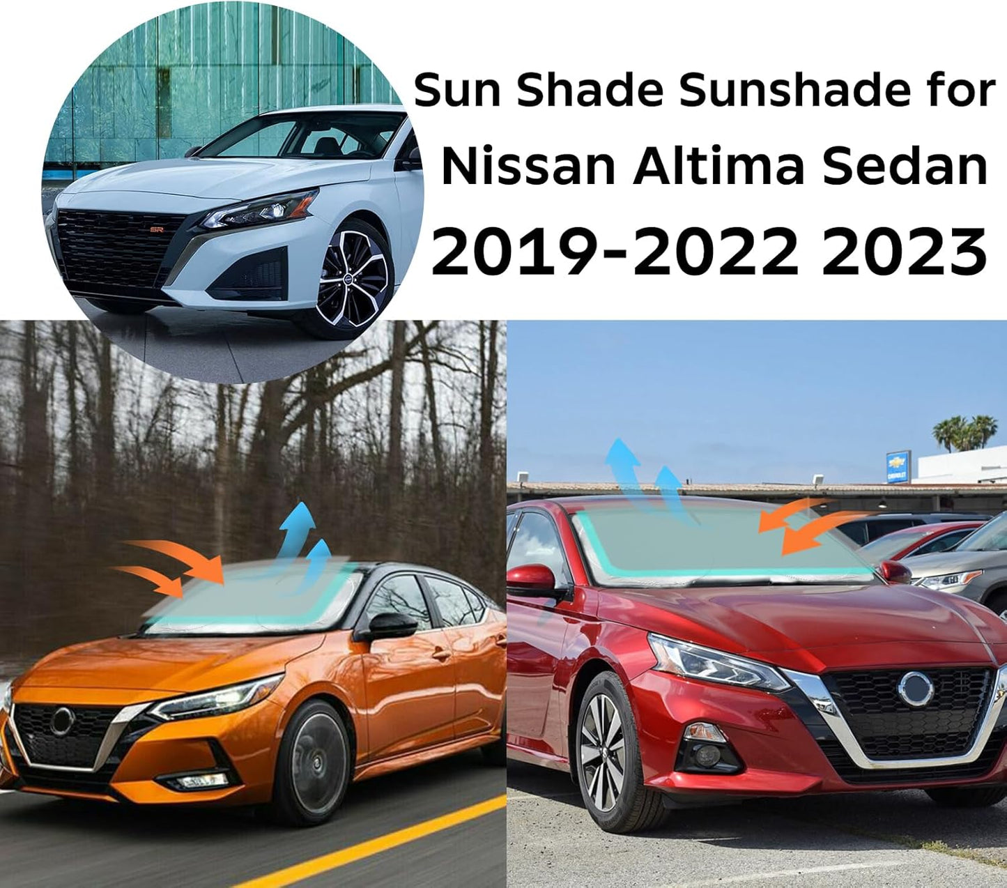 INSAUTO for Altima 2024 Windshield Sun Shade Sunshade for Nissan Altima Sedan 2019-2022 2023 Windshield Cover Front Window Sun Shield Foldable Sun Visor Protector UV Heat Protection Car Accessories