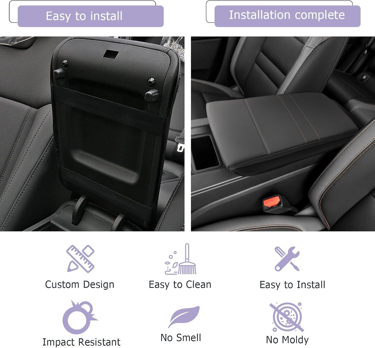 LUWU 2024 2025 Prologue Center Console Cover Compatible with 2024 2025 Honda Prologue Accessories 2025 Prologue EX/Touring/Elite Armrest Cover Center Console Pad Armrest Console Cover (Thick Black)