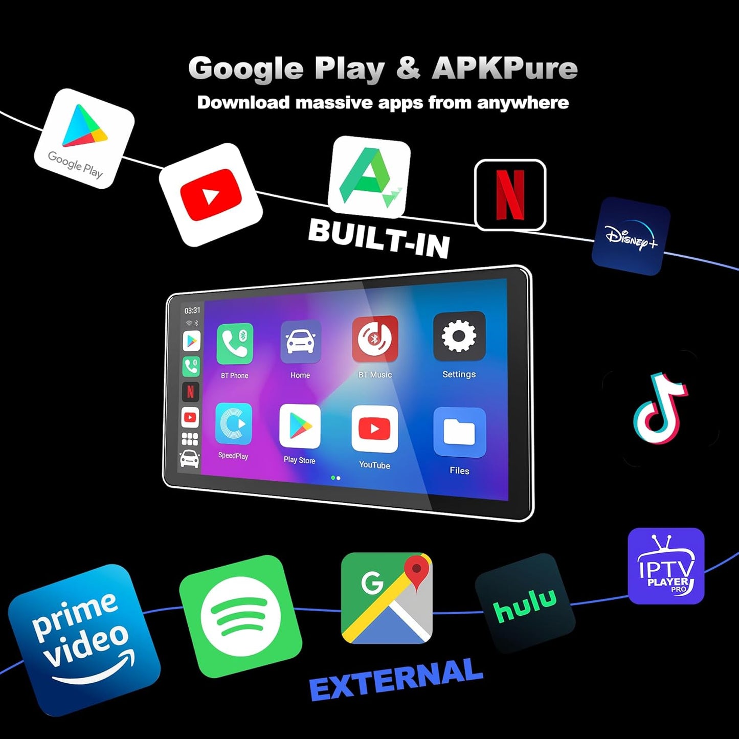 3-in-1 Wireless CarPlay Adapter & Android Auto Wireless Adapter, Plug & Play, Easy Setup, Supports Netflix, YouTube, TF Card, and More for Cars with OEM Wired CarPlay/Android Auto