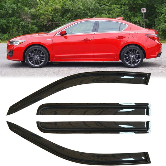 4pcs Outside Mount Style Sun Rain Guard Durable Side Window Wind Deflectors Dark Smoke Vent Window Visors Compatible with Acura ILX 2012-2023 HO76