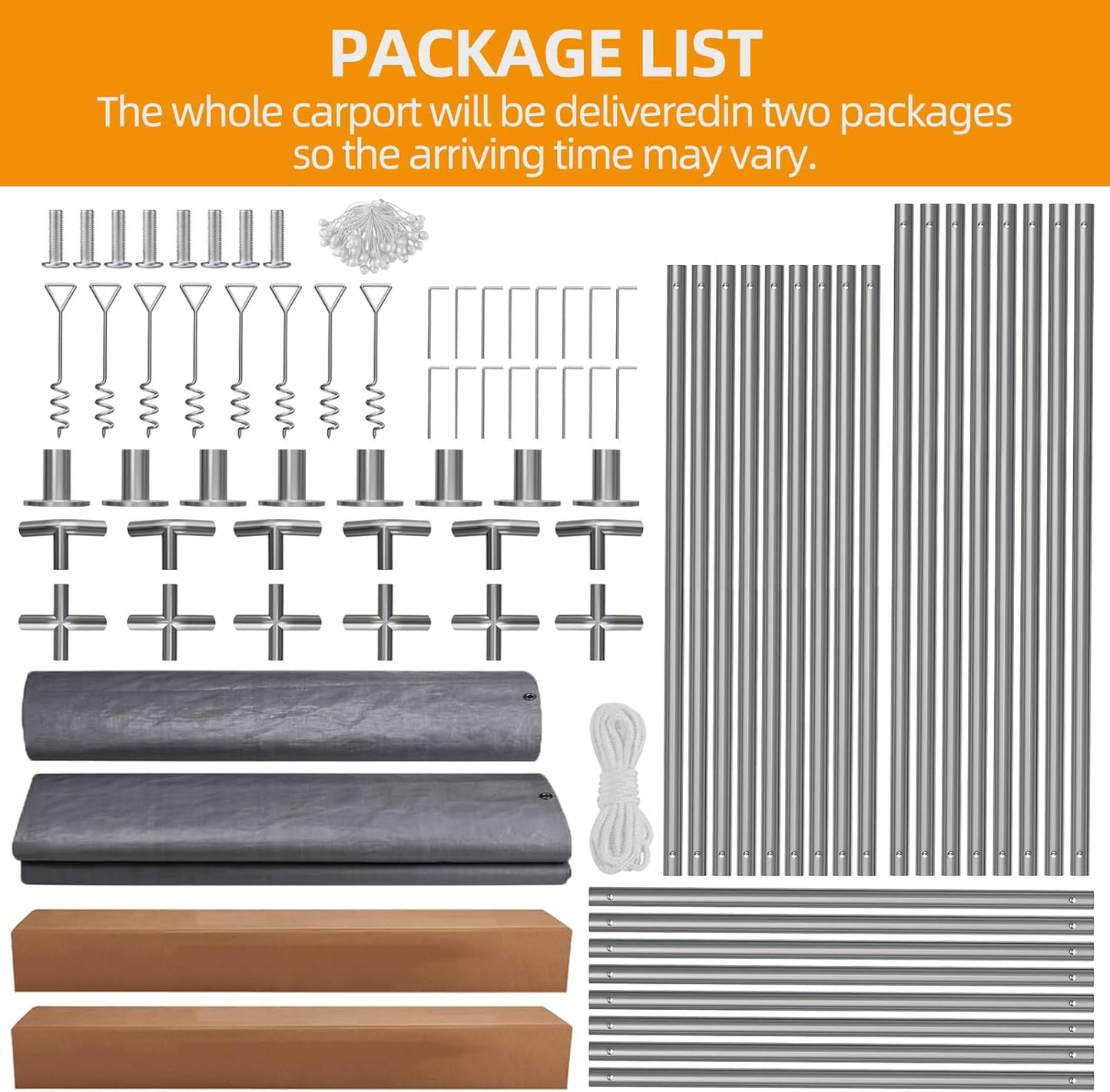 10x20ft Heavy Duty Carport Outdoor Canopy Portable Garage with 4 Doors & 4 Windows Waterproof UV Resistant Storage Shelter with Removable Sidewalls for Car Truck Boat, Gray