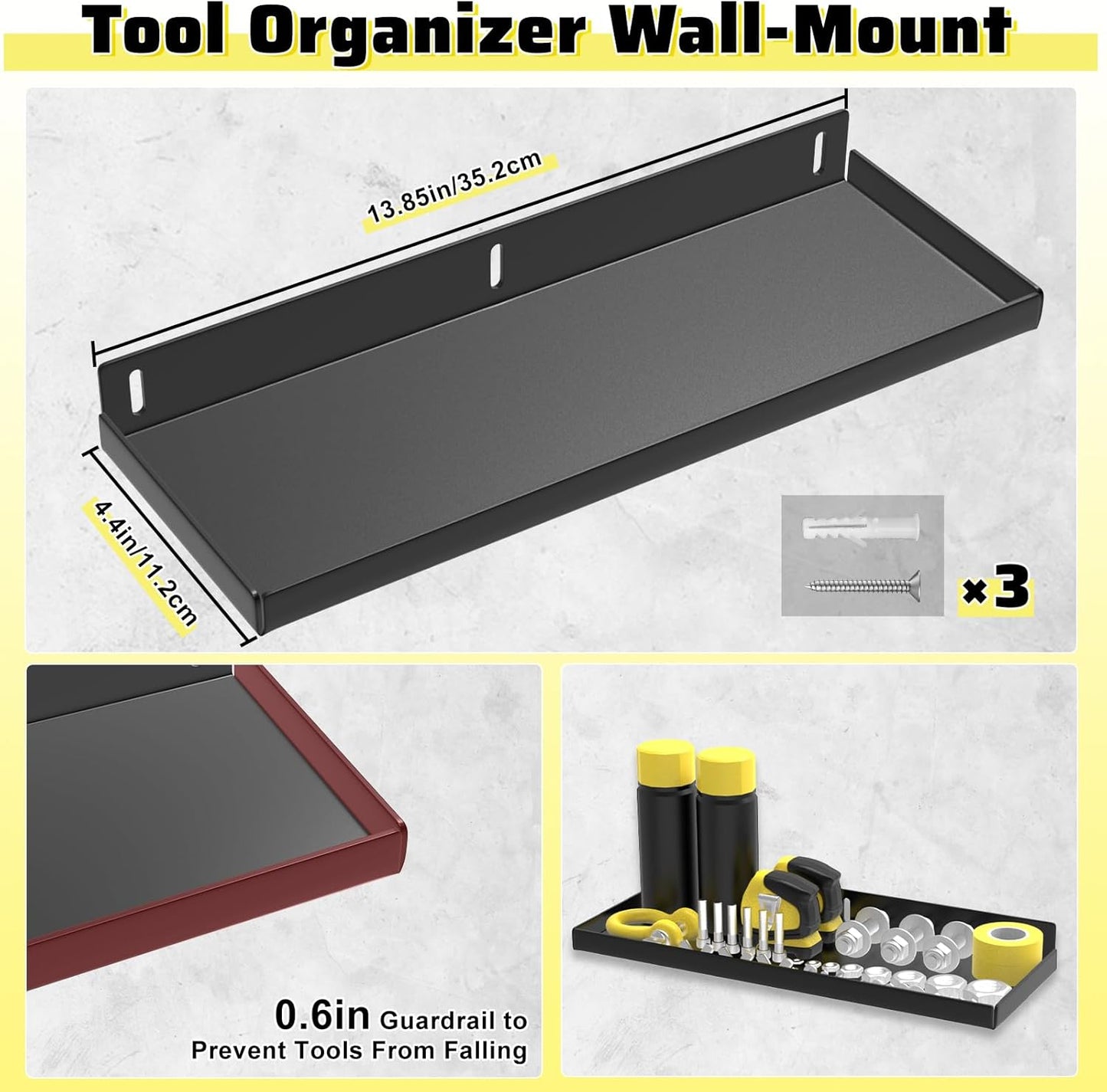 Wall Mount Screwdriver Organizer, Pliers Holder, Hammer Rack, Metal Storage Board, Power Tool Organizer for Workshop Shed Garage Workbench Home, 4 Pcs