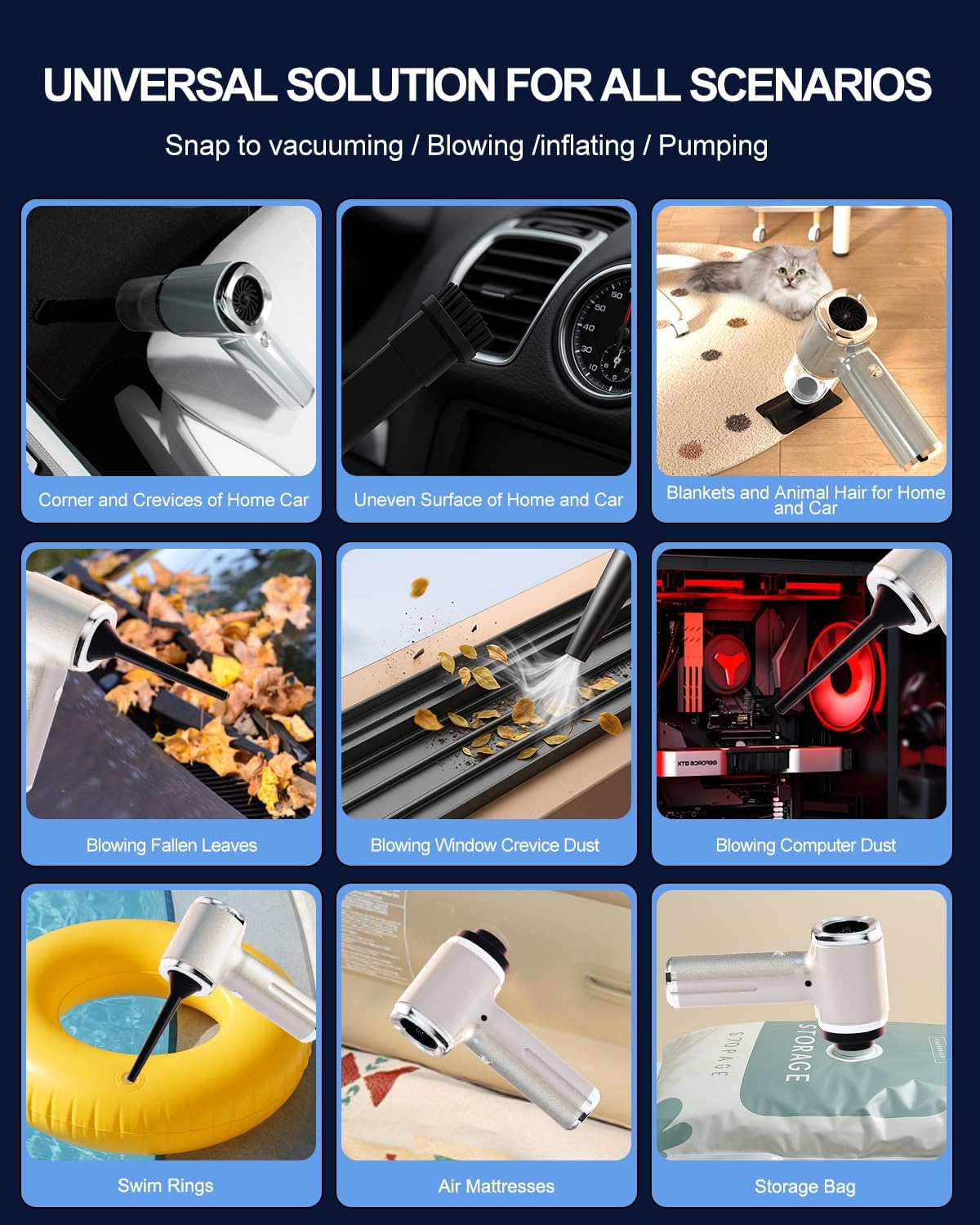 Handheld Car Vacuum Cleaner High Power,4-in-1 Small Portable Mini Cordless Brushless Motor Cleaner with 22000pa Suction Power & Air Duster,Type-C Charge,Cleaner for Home,Car(Mysterious Silver)