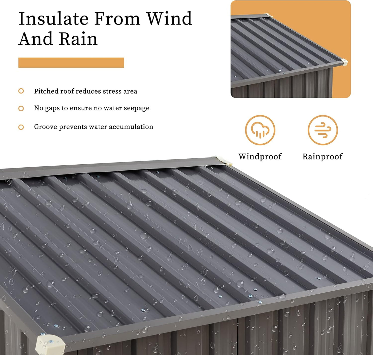 Vongrasig 5 x 3 x 6 FT Outdoor Storage Shed, Metal Tool Shed Clearance Garden Steel Shed with Side Window and Lockable Door Waterproof Tool Shed for Backyard Patio, Lawn (Gray)