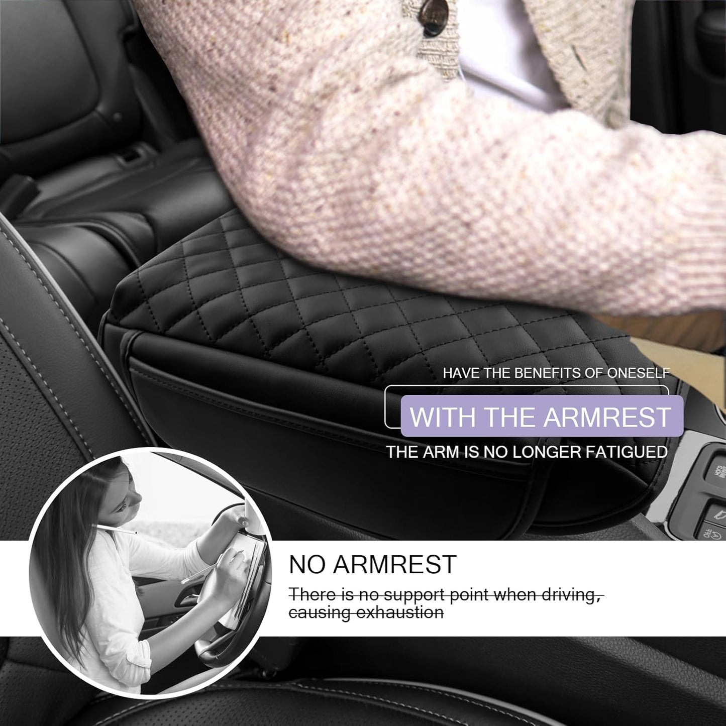 LUWU Center Console Cover Compatible with 2023 2024 2025 Honda Pilot & 2024 2025 Ridgeline & 2024 2025 2026 Honda Passport Accessories Armrest Console Cover Leather Interior Accessories (Thick Black)