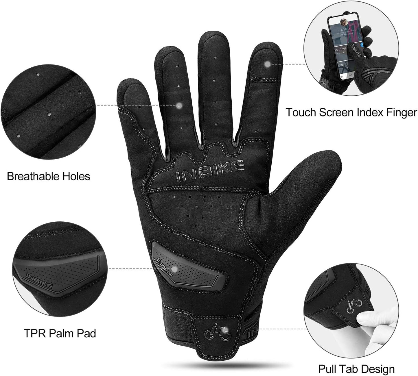INBIKE Breathable Mesh Motorcycle Gloves Touchscreen with TPR Palm Pad Hard Knuckles