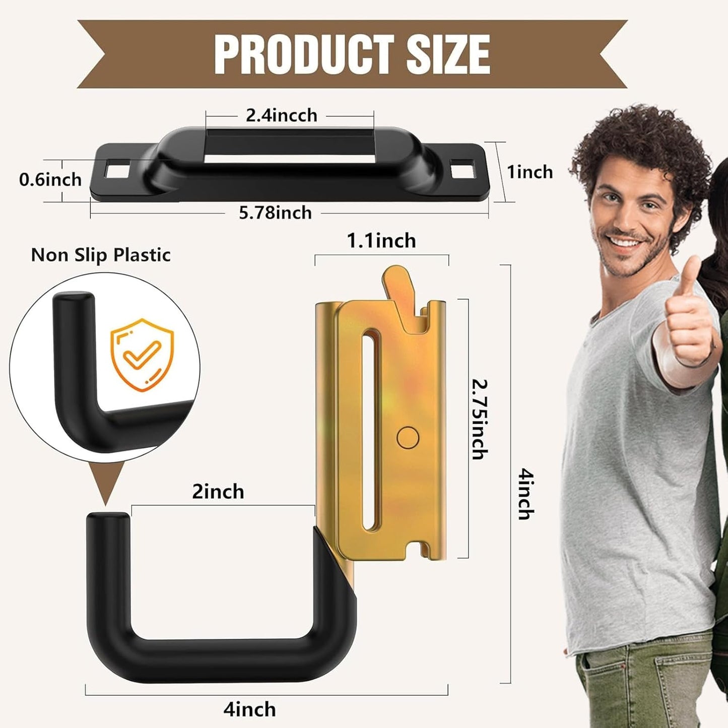 E Track Hook E Track Accessories ，E Track Accessories for Enclosed Trailer The dip molding Process is More Rust Resistant (6PCS E Track J Hooks+6PCS J Hooks Slot)