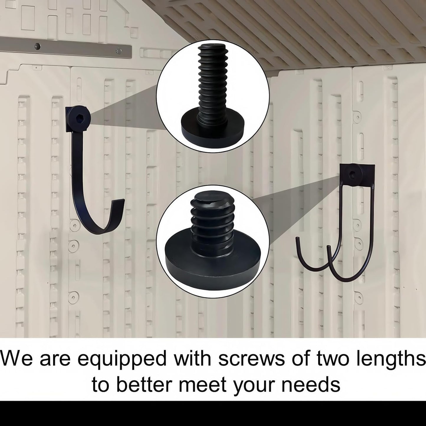 4-Pack Storage Shed Hooks for Suncast,Resin Shelf Accessory Outdoor Sheds Storage,with EZ Bolt Assembly,Replaceable Screws, Reusable,for Suncast Select Outdoor Shed Models
