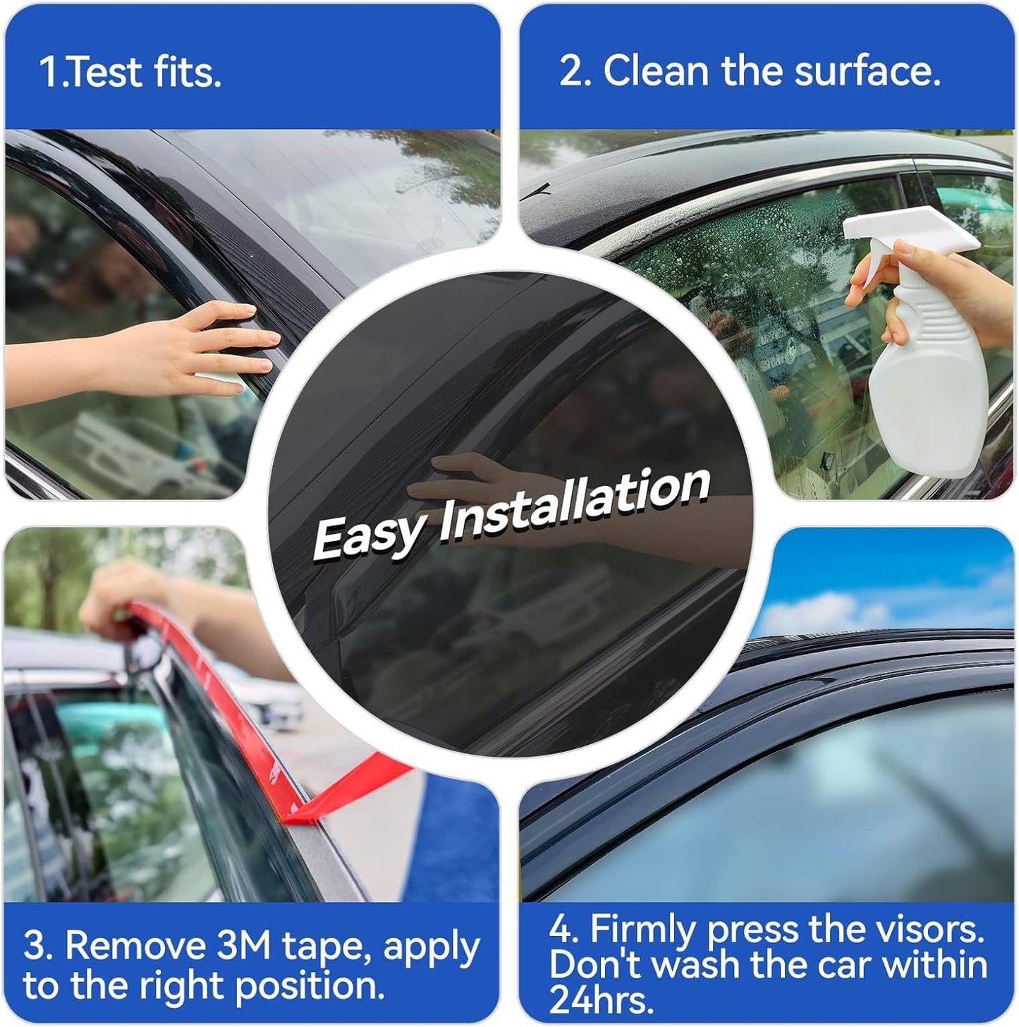 Window Visors Rain Guards for 2001-2007 Chevy Silverado/GMC Sierra, Window Vent Wind Deflectors Visors Shades for 2000-2006 Suburban/Yukon XL, 2002-2006 Avalanche/Cadillac Escalade - Crew Cab