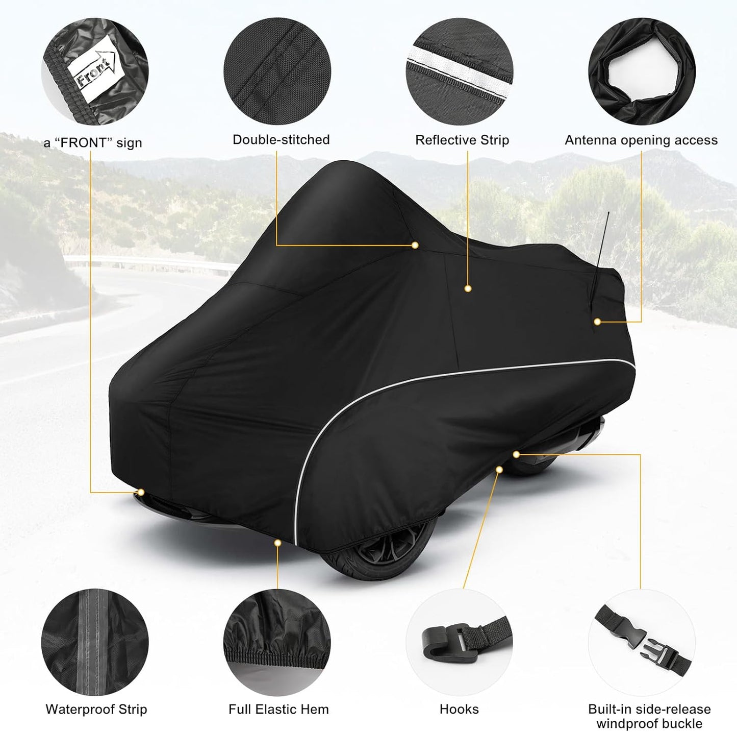 for Spyder F3 Full Cover Compatible with Can-Am Spyder F3T Tour & Limited 300D Oxford Fabric Protector from Dust Snow Rain Sun Rays