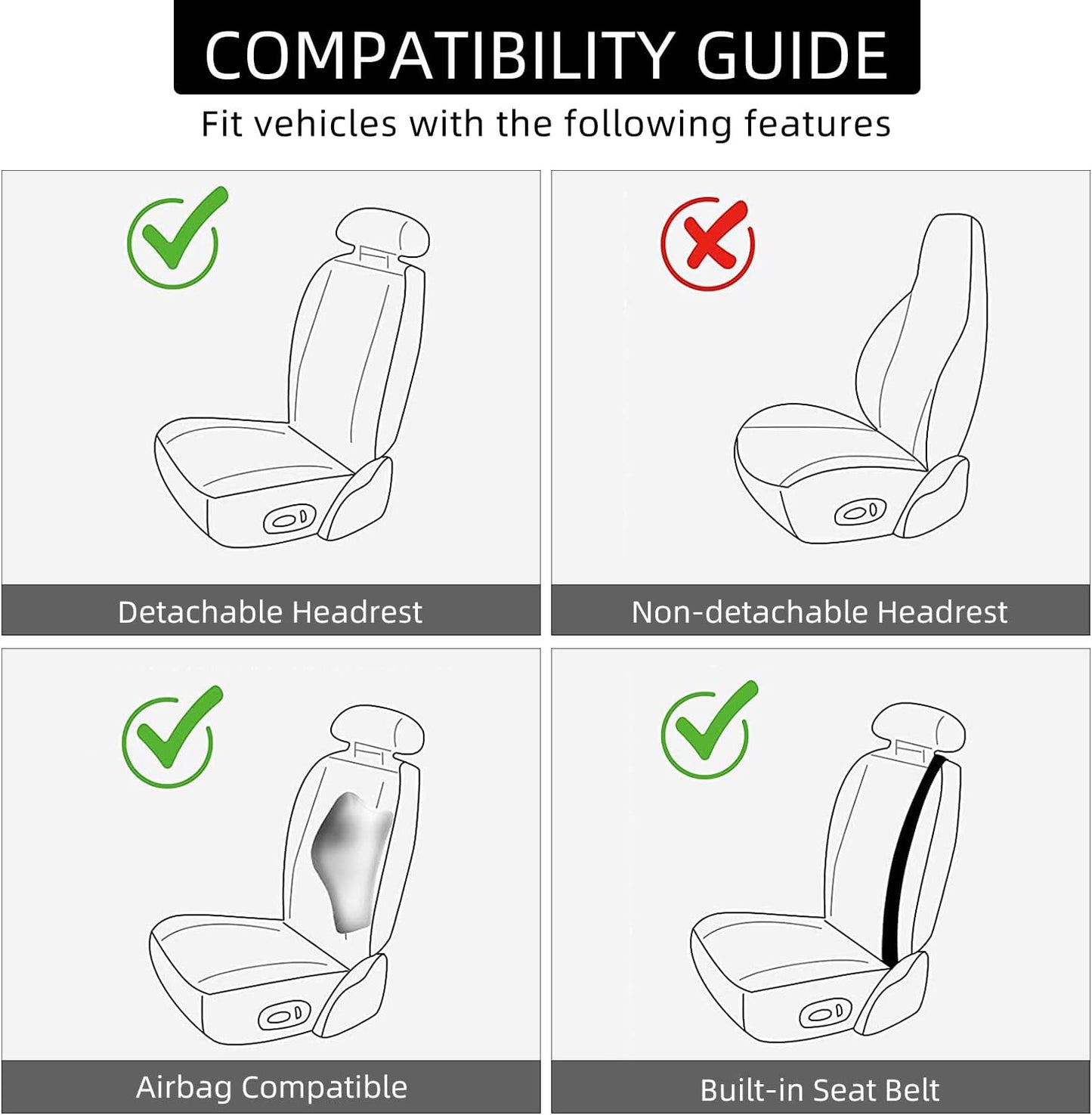 2 Pack Leather Front Car Seat Covers, Universal Sideless Car Seat Protectors with Storage Pocket and Seat Belt Pads, Waterproof Automotive Seat Cover for Cars Trucks SUV(Beige)