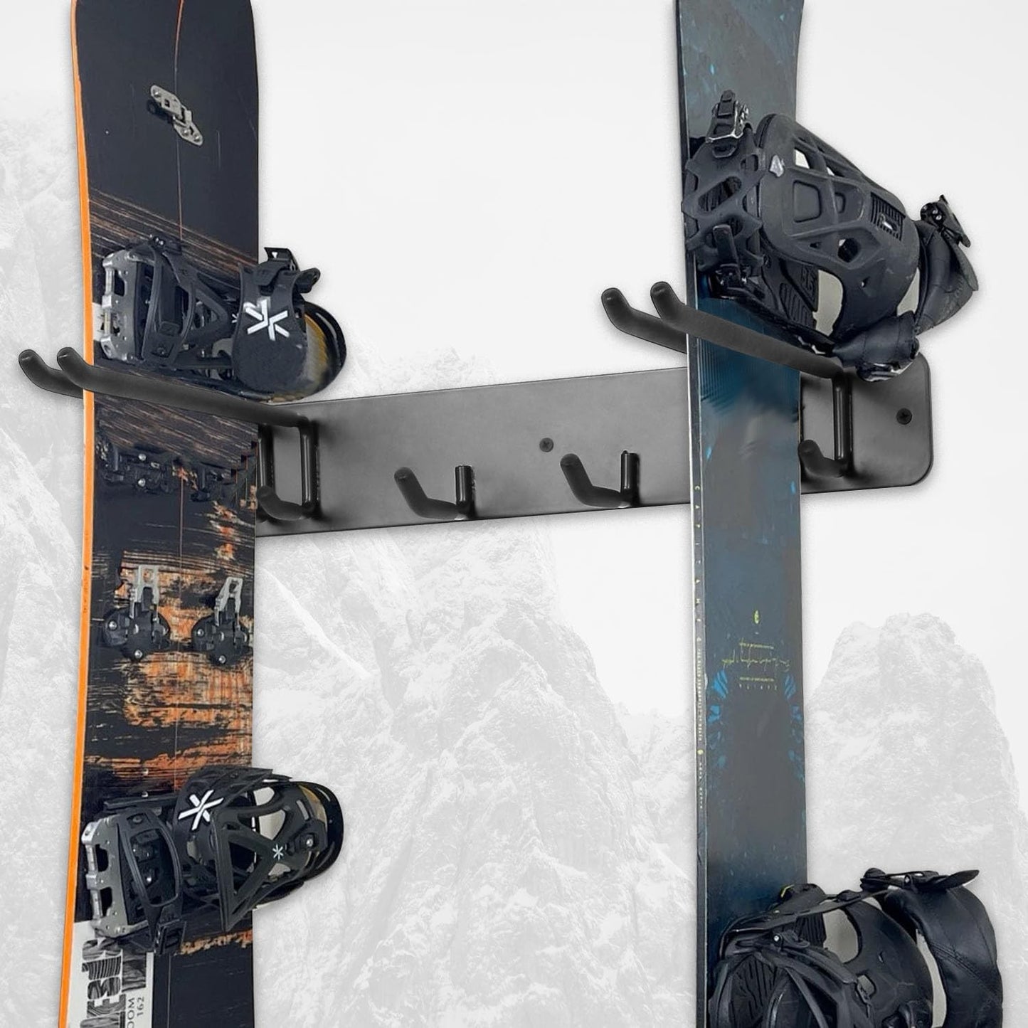 Wall Mount Ski Storage Rack,Garage Snowboard Storage Organizer 8 Pairs Metal Hooks Indoor Outdoor System Organization